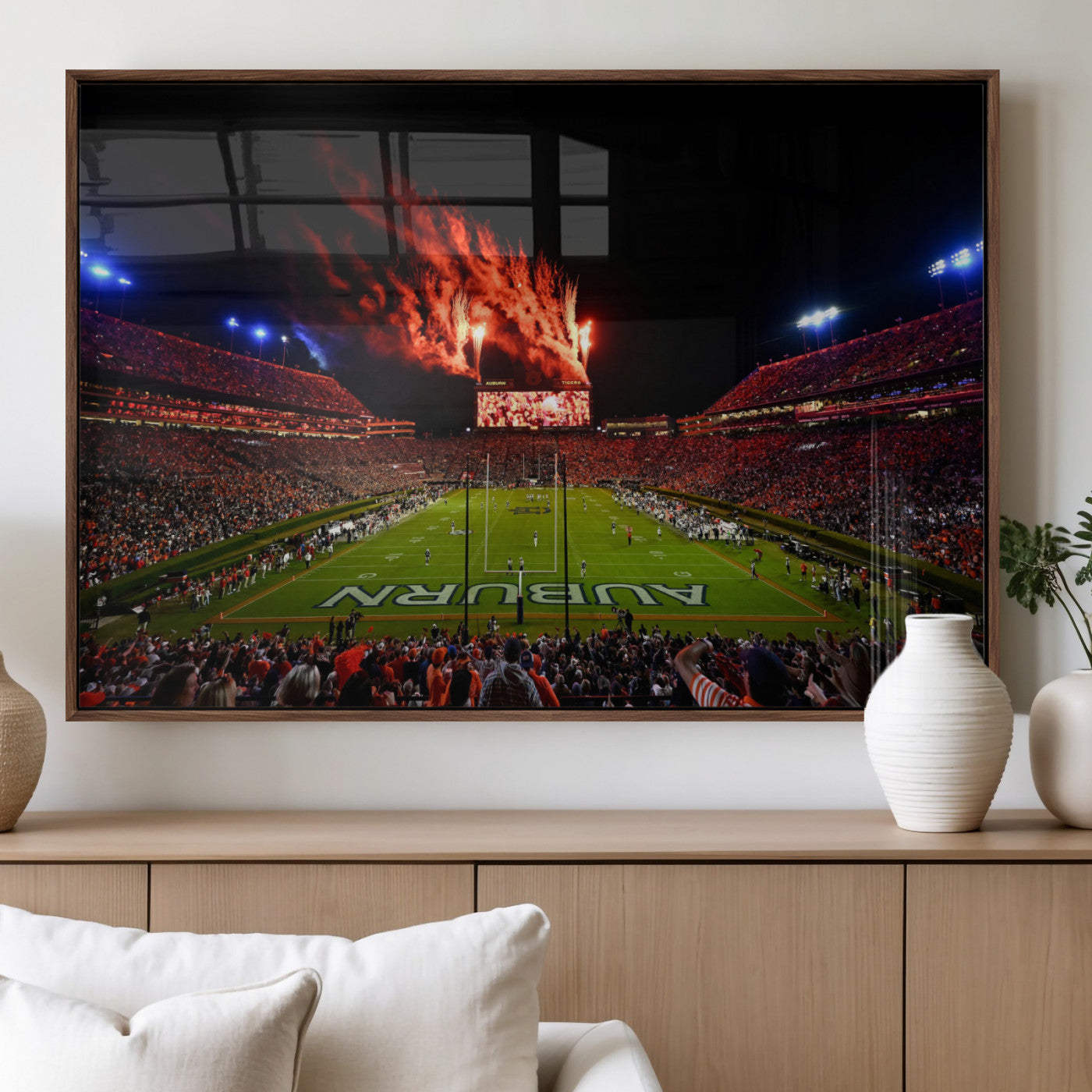 59046876-MGV-FP-36X24-3P_Walnut-Jordan-Hare Stadium Wall Art Canvas Print, Football Stadium Aerial View, College Sports Art for Man Cave or Game Room (Copy)