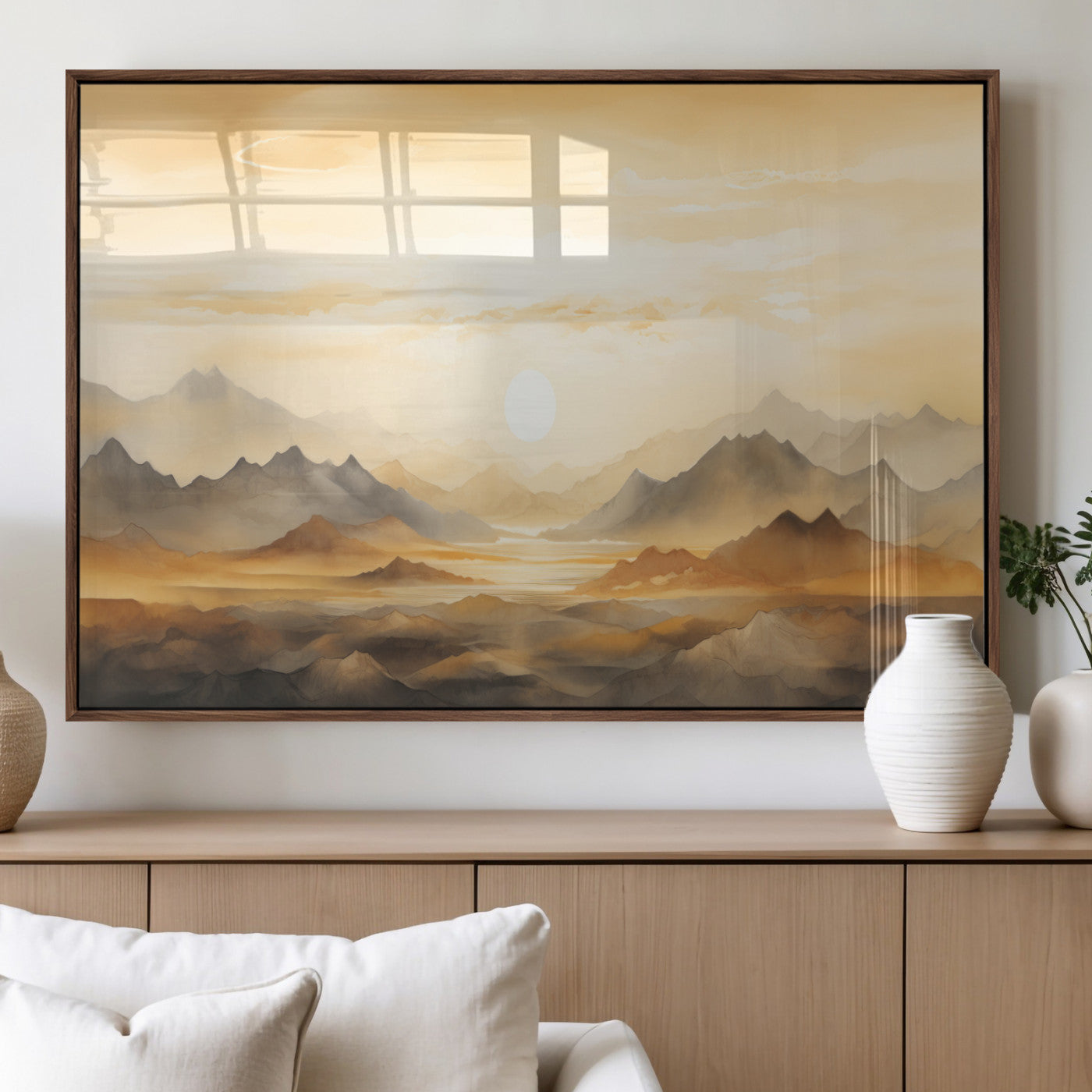 Nihat1-29-MGV-CV-36X24-Sepia Color Abstract Mountain Wall Art Canvas Print