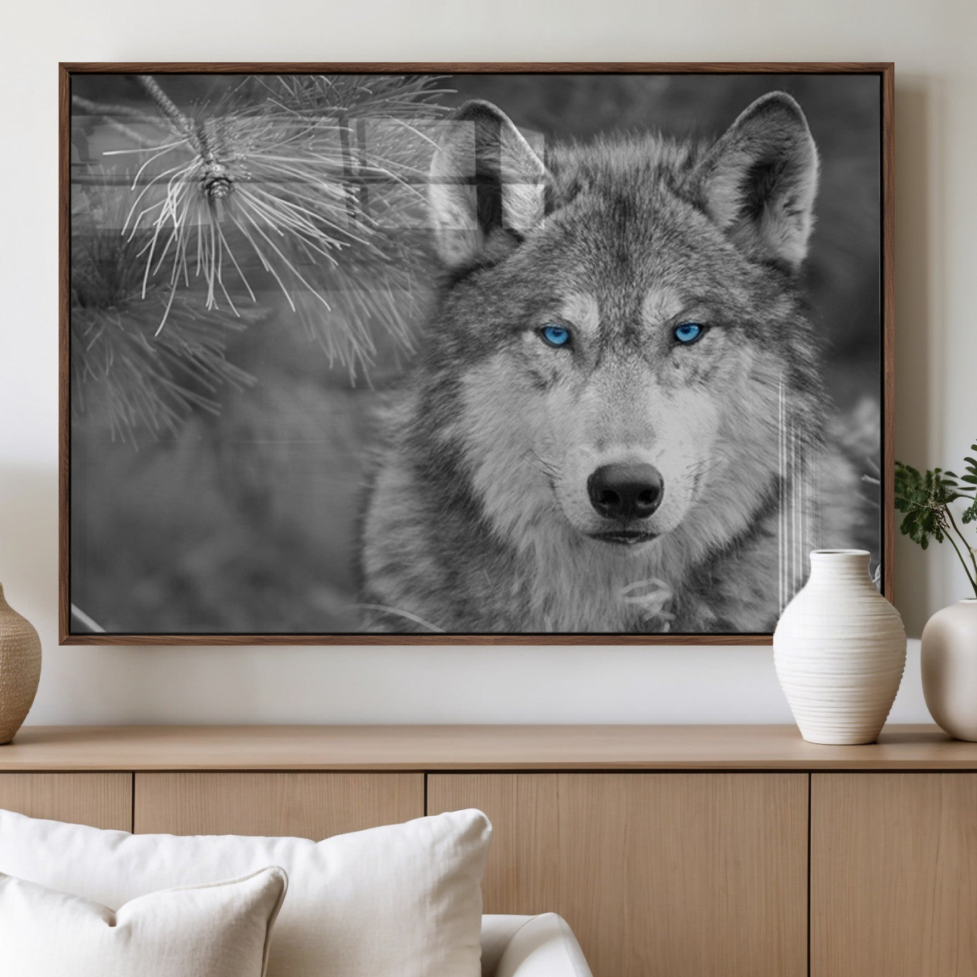 MGV-FP-60X30-3P - Wild Wolf Blue Eye Wall Art Canvas Print