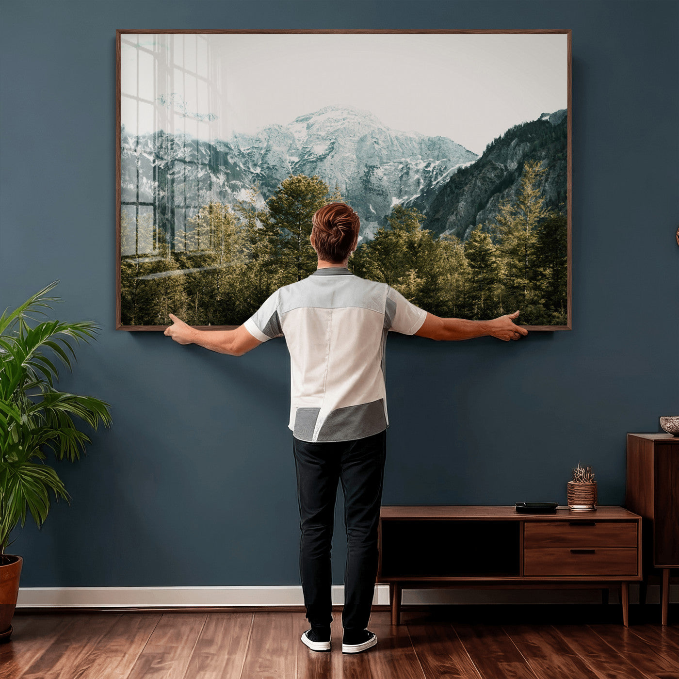 48479662-MGV-CV-36X24 - Mountain Forest Wall Art Canvas Print, Alpine Landscape Nature Photography, Moody Wilderness Wall Decor