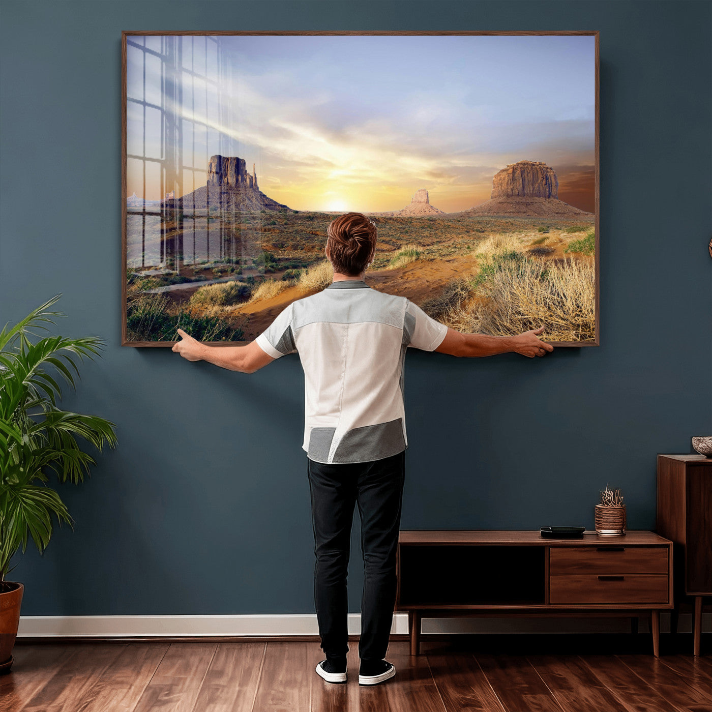 14901845-MGV-CV-36X24 - Monument Valley Desert Landscape Wall Art Canvas Print, Southwest Desert Rock Formation Canvas Print, Western Red Rock Panorama Art Printing