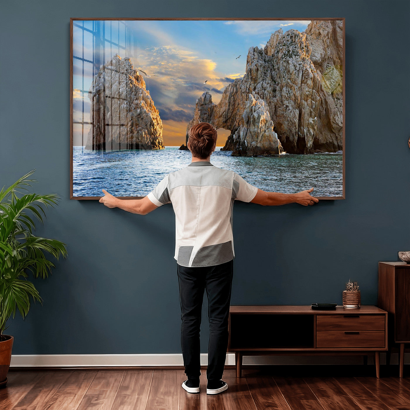 63505689-MGV-CV-36X24 - El Arco Cabo San Lucas Ocean Arch Wall Art Canvas Print, Baja California Rock Arch Seascape Canvas Print, Mexico Coastal Landmark Scenic Art Printing