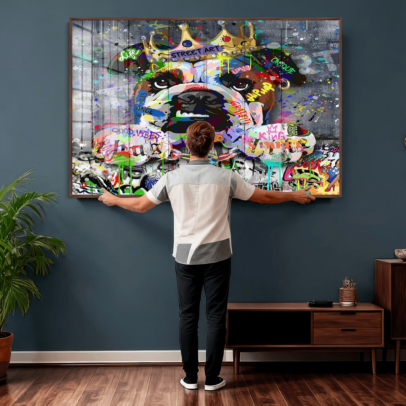 45209731-MGV-CV-36X24 - Dog Wall Decor for Teen Bedroom Decor - Graffiti Animal Canvas Wall Art for Teen Room Decor - Abstract Wall Painting Ready to Hang