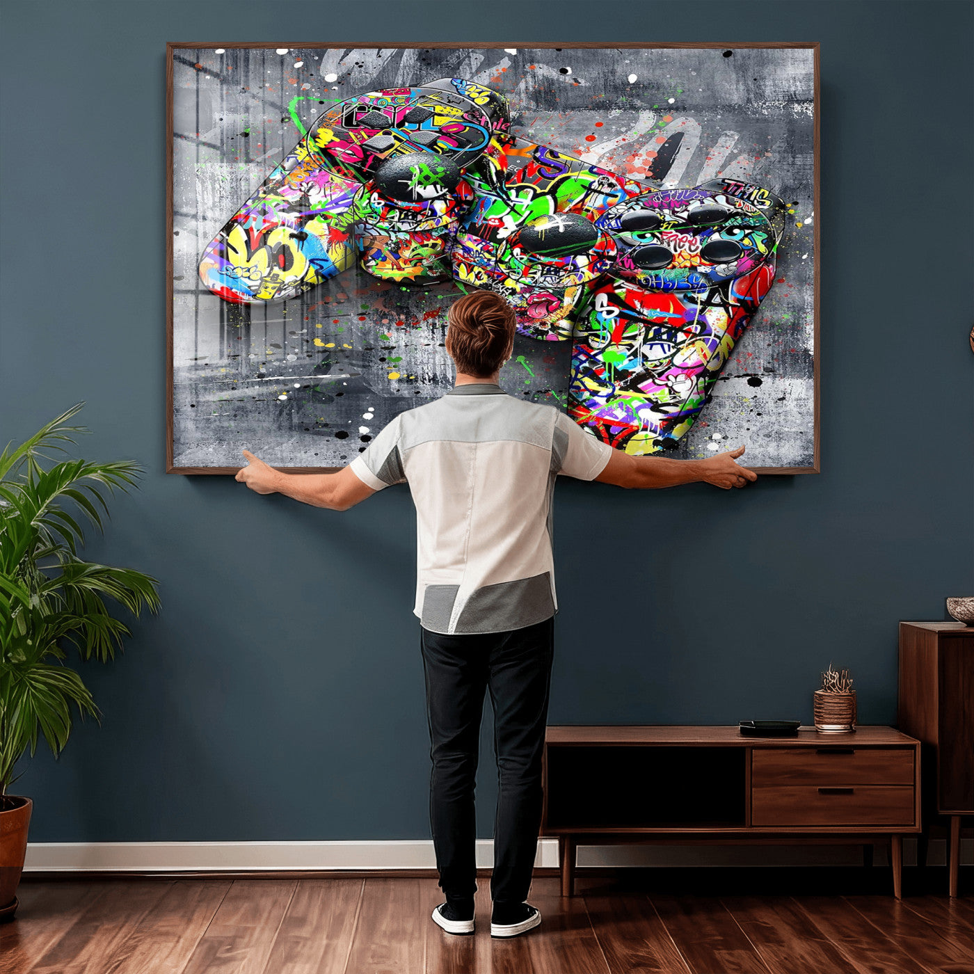42929610-MGV-CV-36X24 - Graffiti Canvas Wall-Art For Bedroom - Gaming Wall Art For Teen Boys - Abstract Painting Pop Art Modern Home Wall Decor Ready to Hang