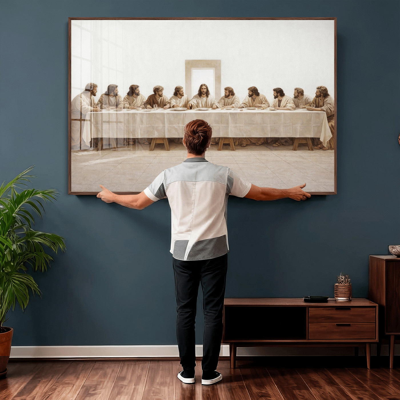 76380069-MGV-CV-36X24 - The Last Supper Wall Art Canvas Print, Jesus Christ Biblical Scene Canvas Print, Christian Religious Artwork for Church Living Room Decor