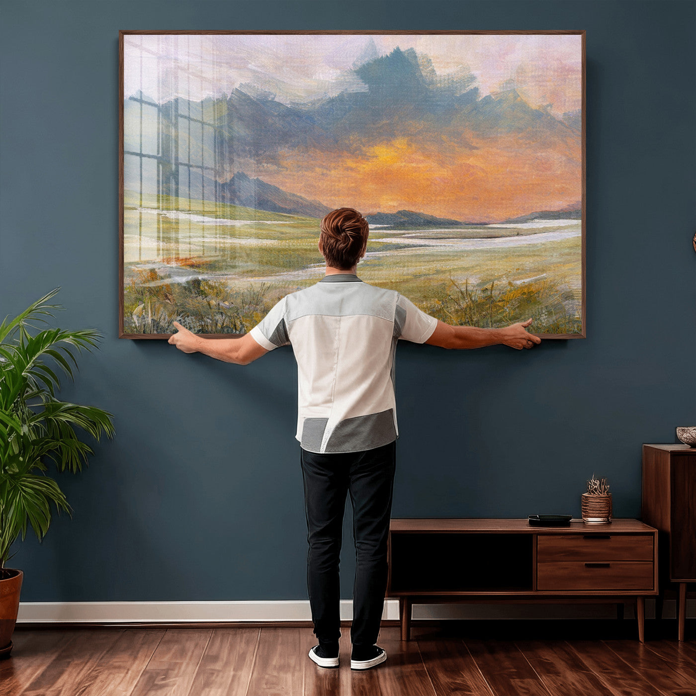 39892091-MGV-CV-36X24 - Mountain Sunset Wall Art Canvas Print Vintage Landscape Panorama Rustic Nature Decor