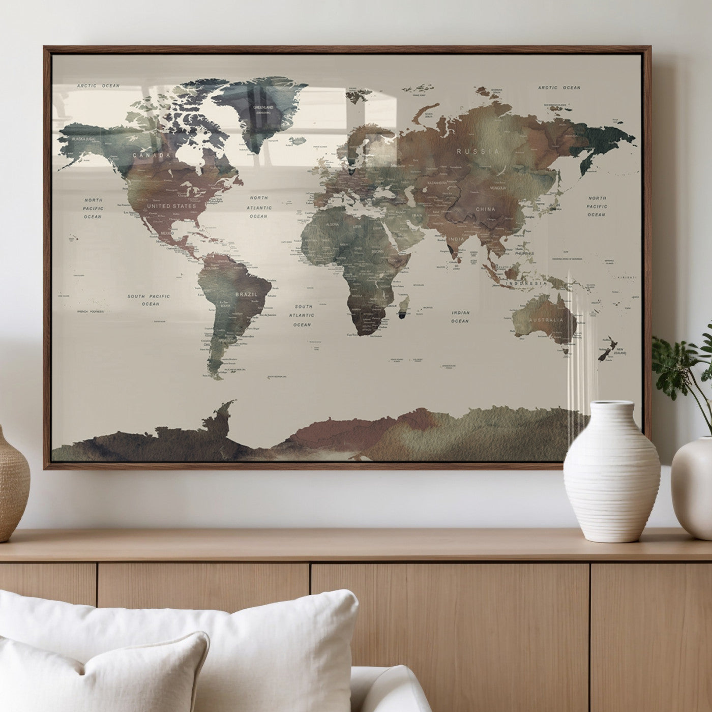 MGV-FP-60X30-3P - World Map Wall Art Canvas Print for Home and Office Decor