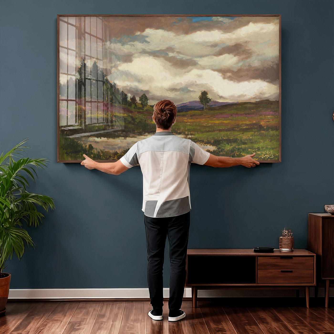 96795851-MGV-CV-36X24 - Gustav Macoun Heathland Canvas Print, Czech Landscape Oil Painting Reproduction, Purple Heather Moorland Art, Vintage European Nature Decor