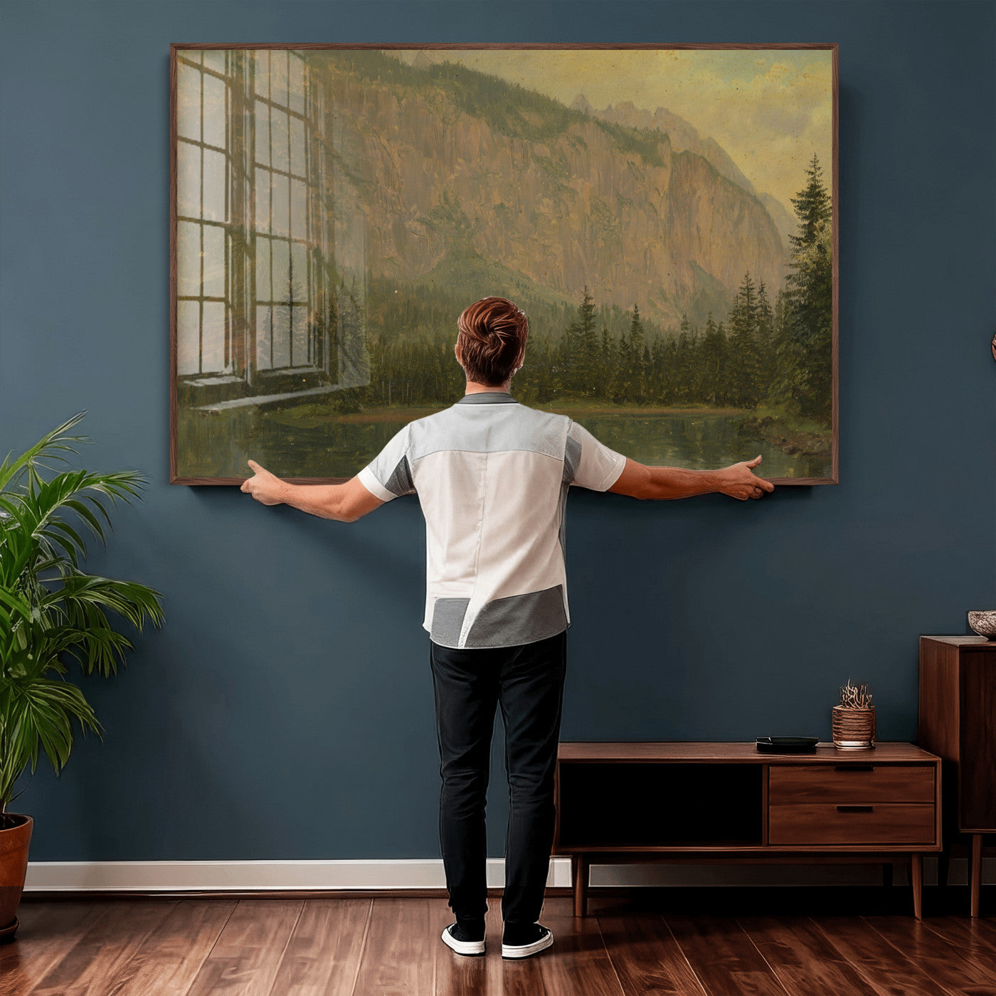 76844524-MGV-CV-36X24 - Frederic Edwin Church Hintersee Canvas Print, Hudson River School Mountain Lake Painting 1868, American Romantic Landscape, Vintage Nature Wall Art