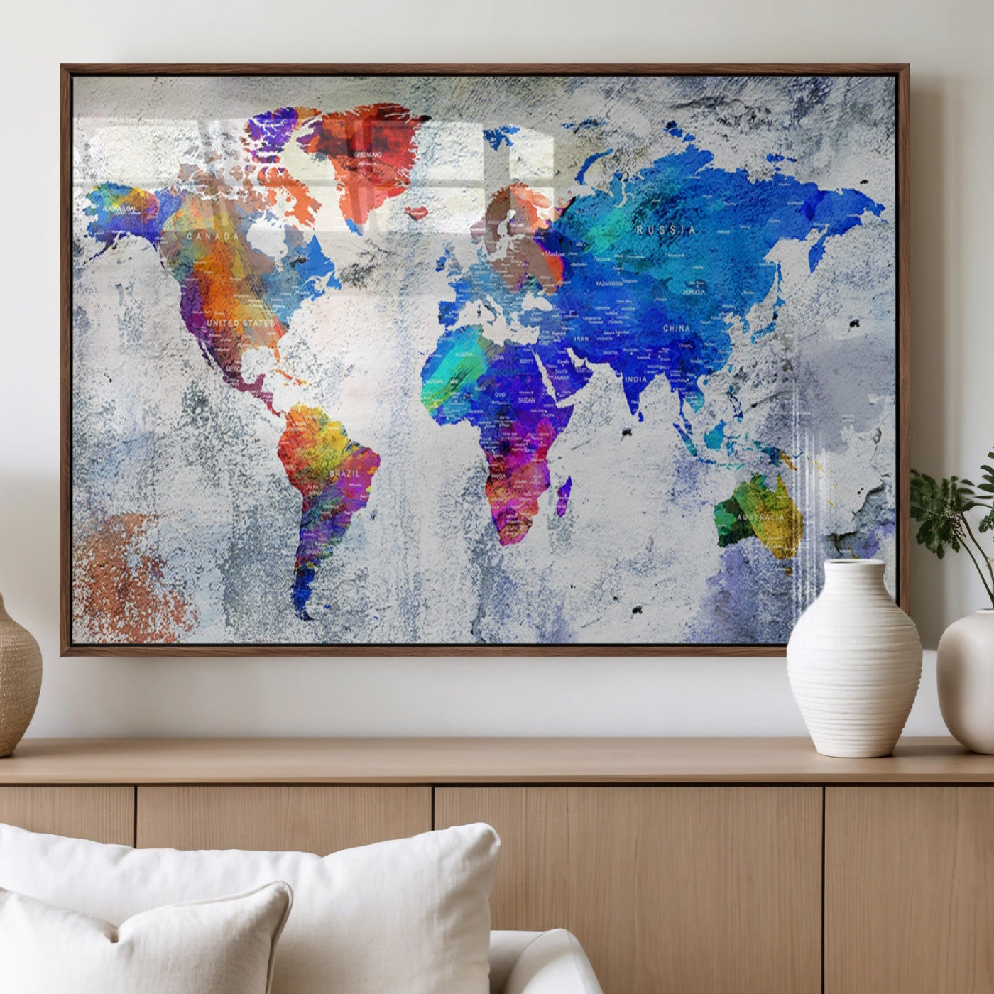 MGV-FP-60X30-3P - World Map Wall Art Canvas Print for Home and Office Decor