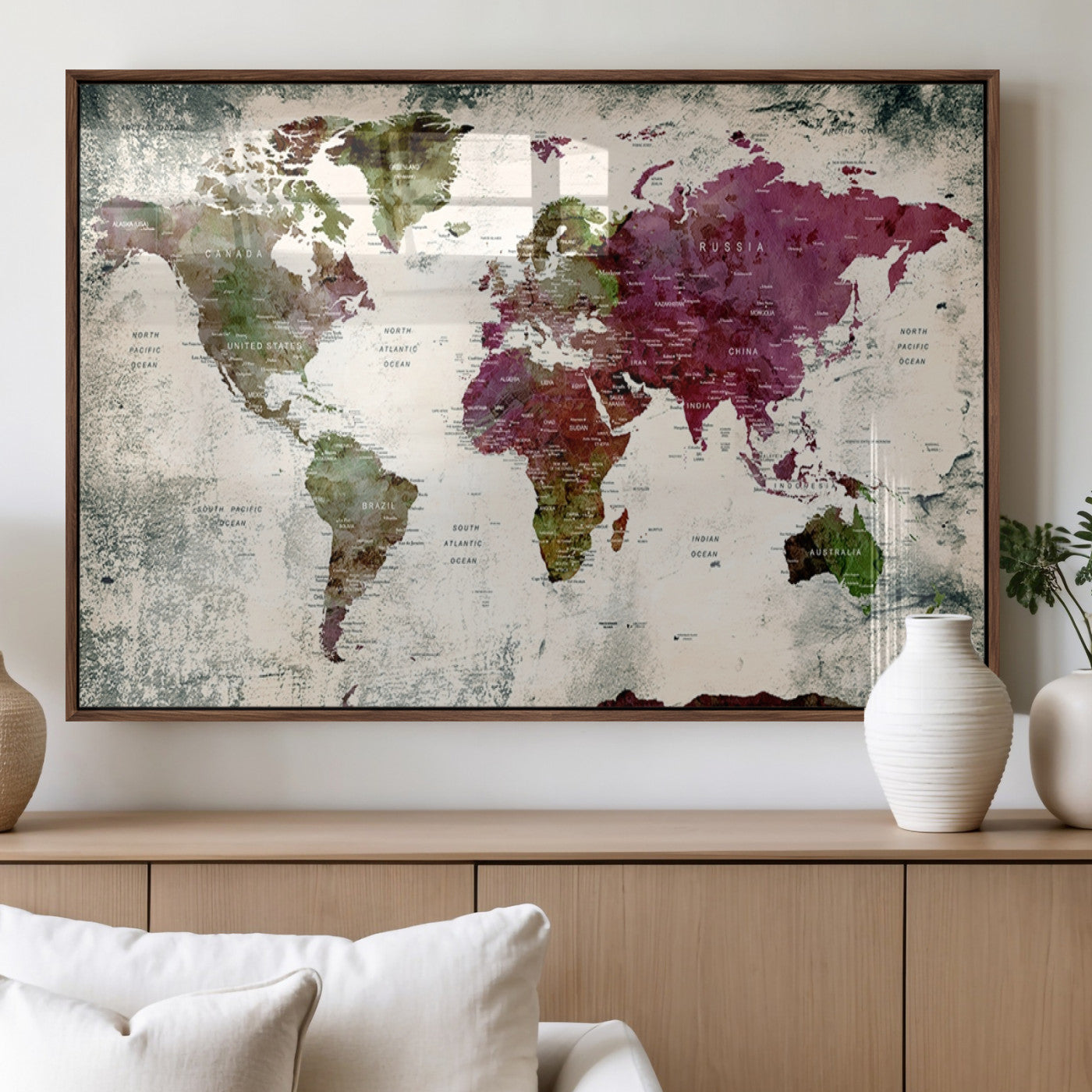 MGV-FP-60X30-3P - World Map Wall Art Canvas Print for Home and Office Decor