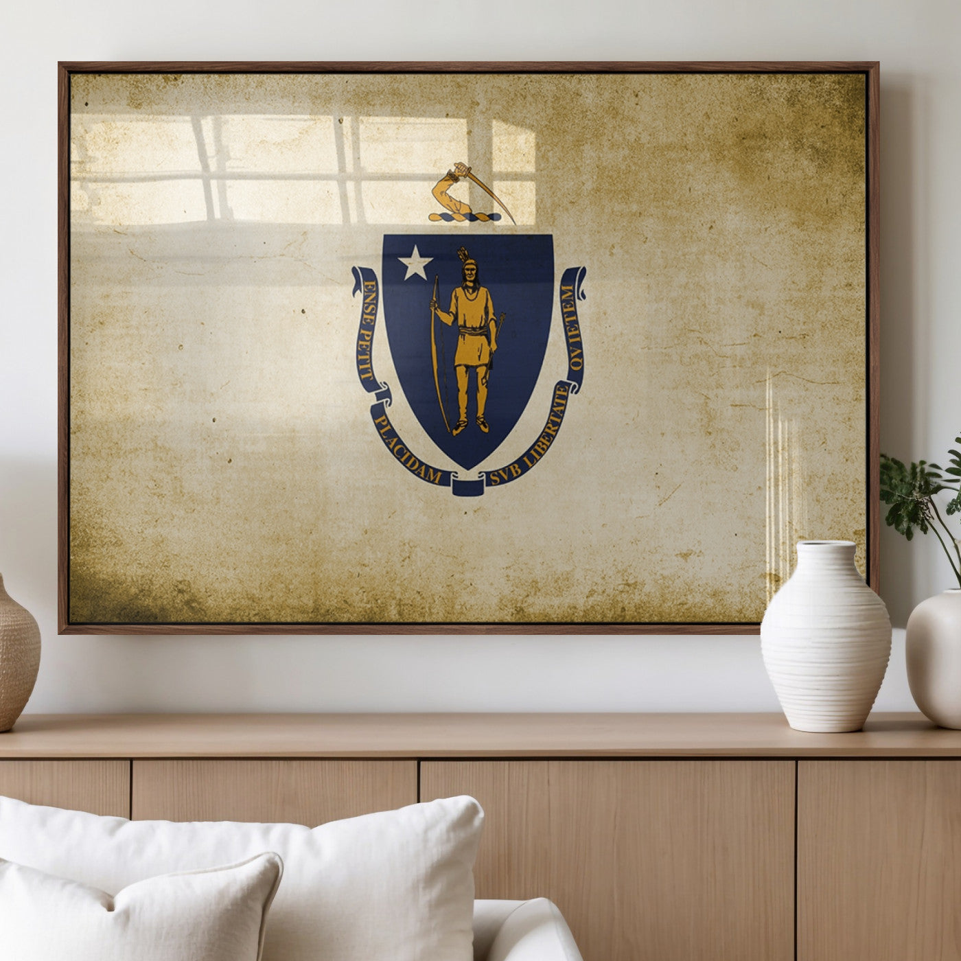 MGV-FP-60X30-3P - Massachusetts Flag Wall Art Canvas Print