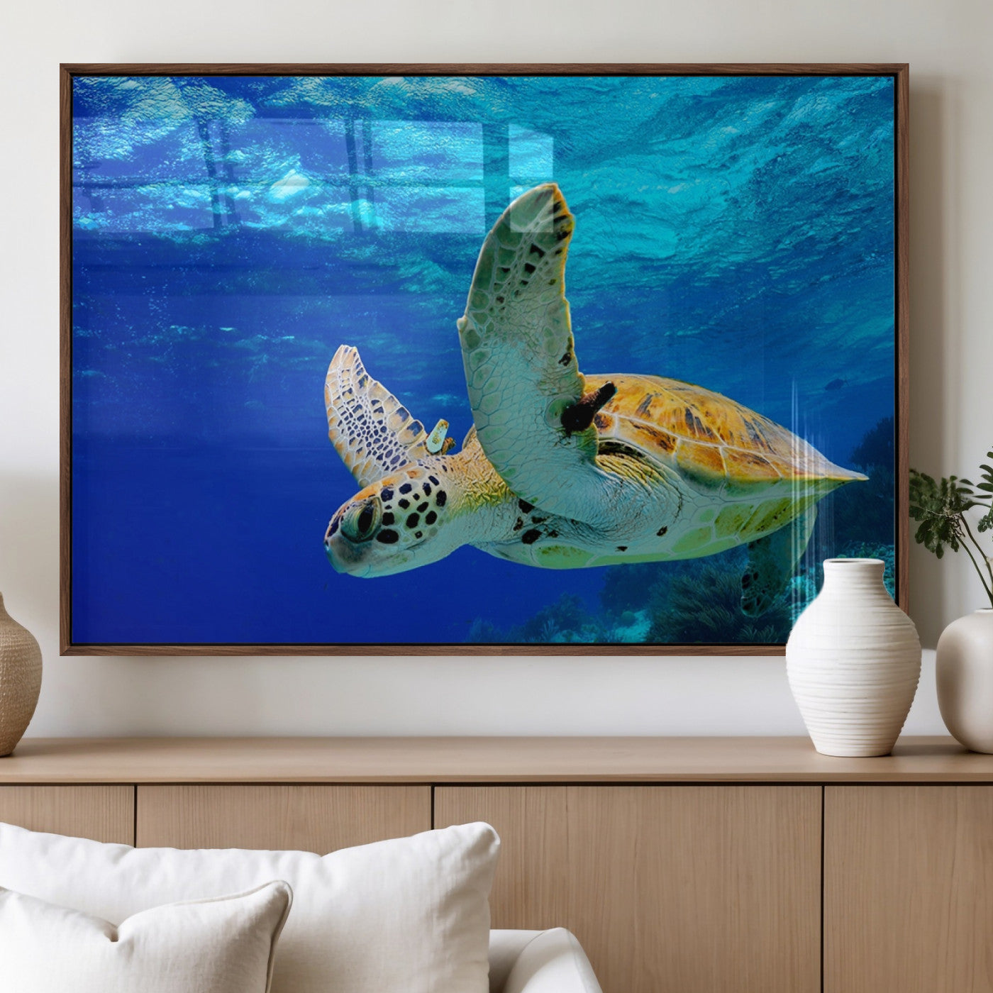 MGV-FP-60X30-3P - Sea Turtle Wall Art Canvas Print, Sea life in the Ocean Wall Art Printing