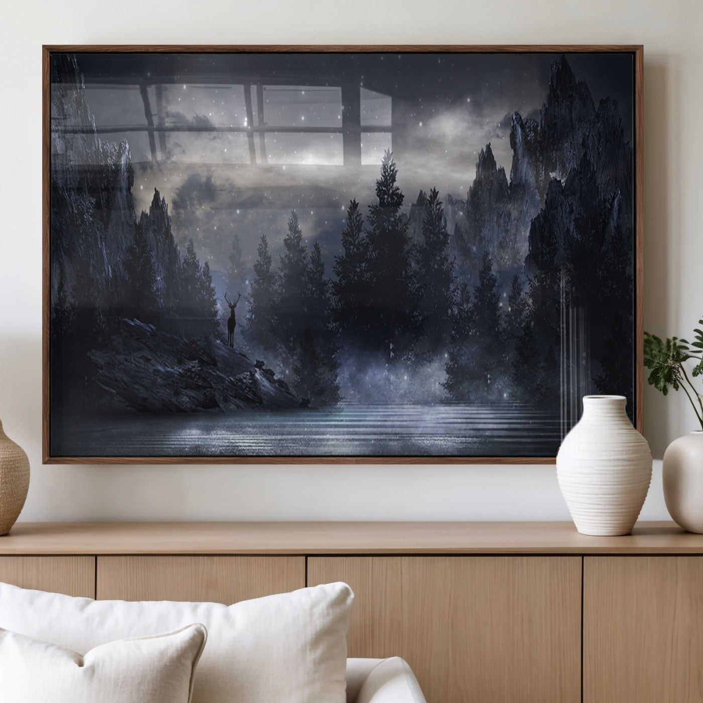 MGV-FP-60X30-3P - Night Landscape and Trees Wall Art Canvas Print