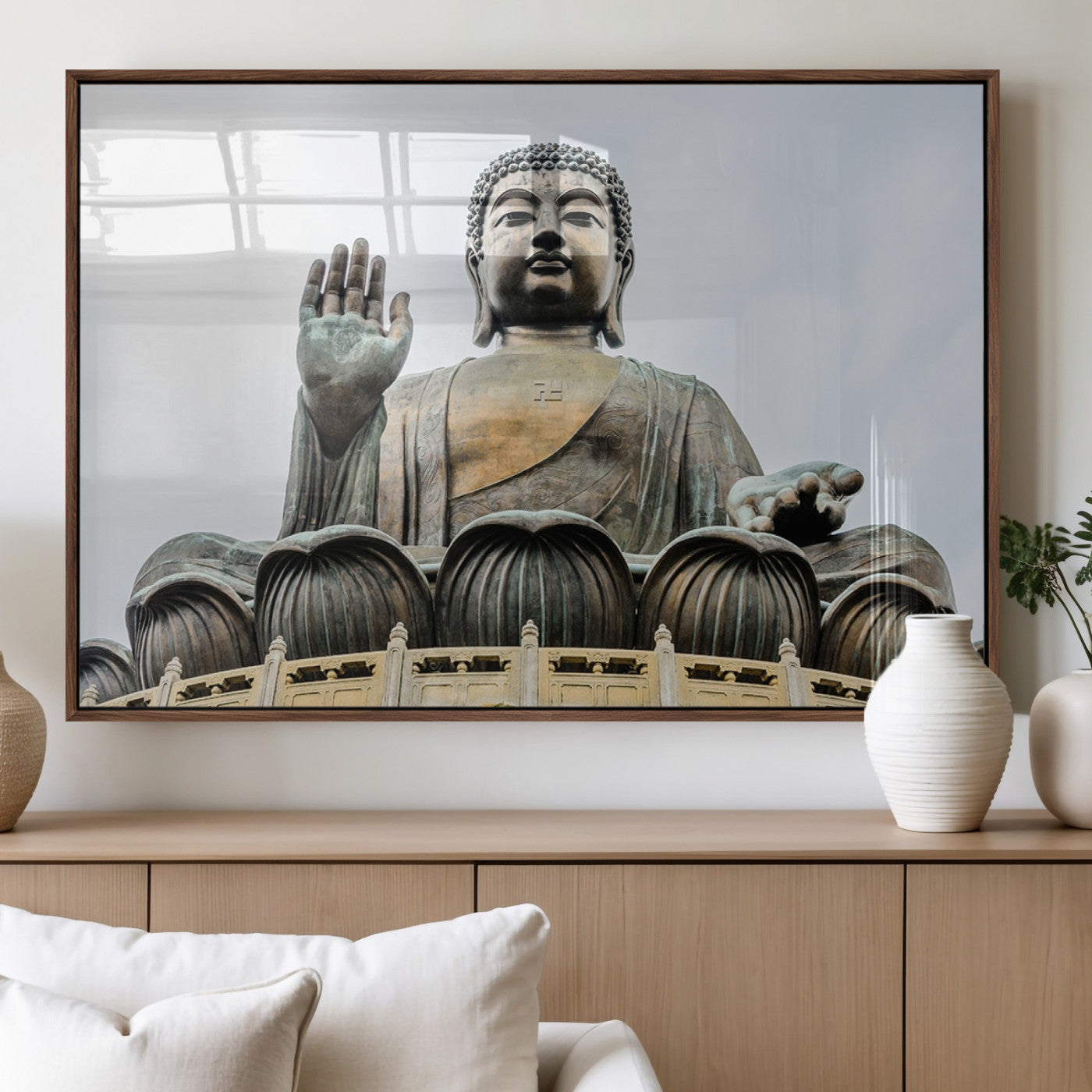77041-MGV-FP-60X30-3P_Walnut-Buddha Statue Wall Art Canvas Print