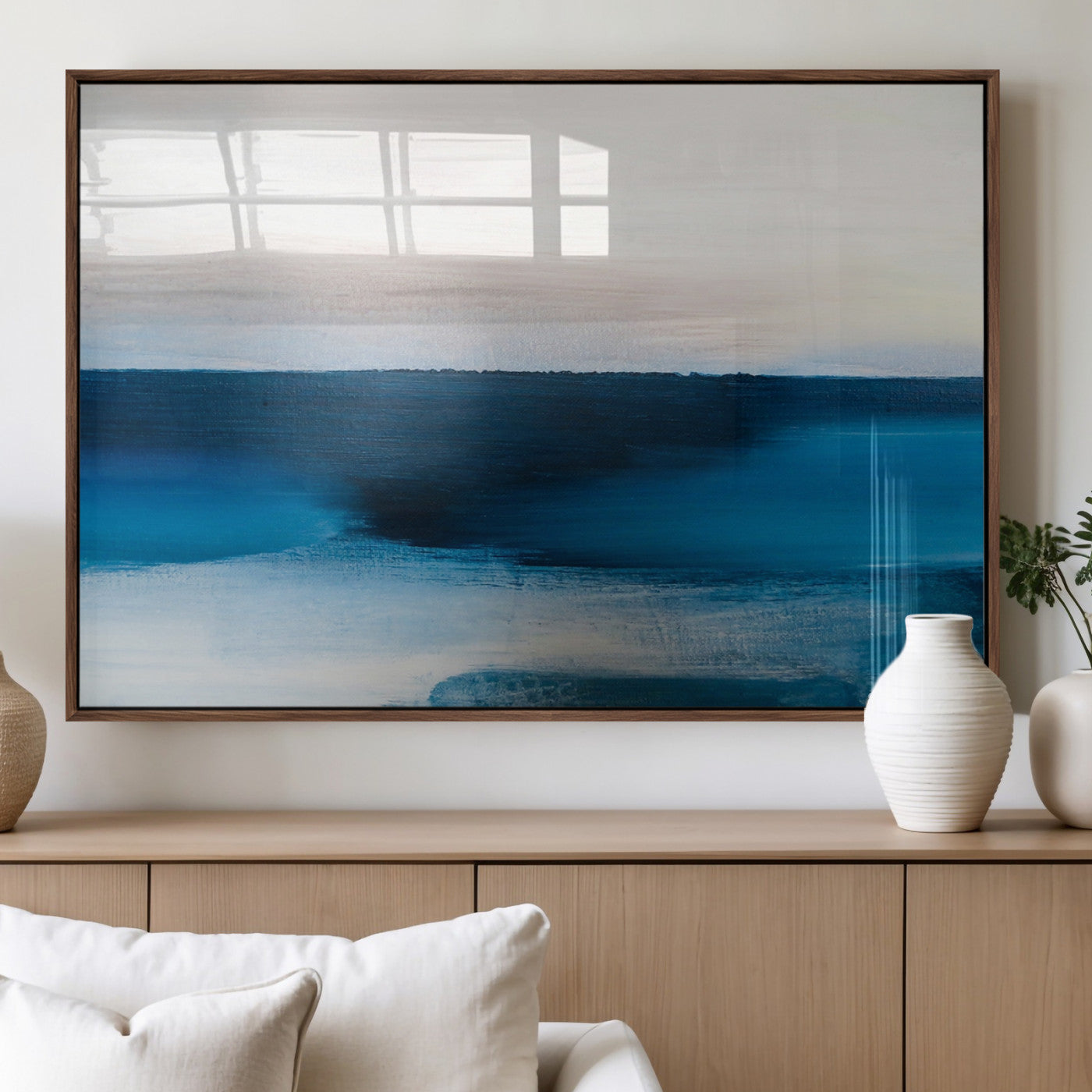 MGV-FP-60X30-3P - Dark Blue Abstract Wall Art Canvas Print