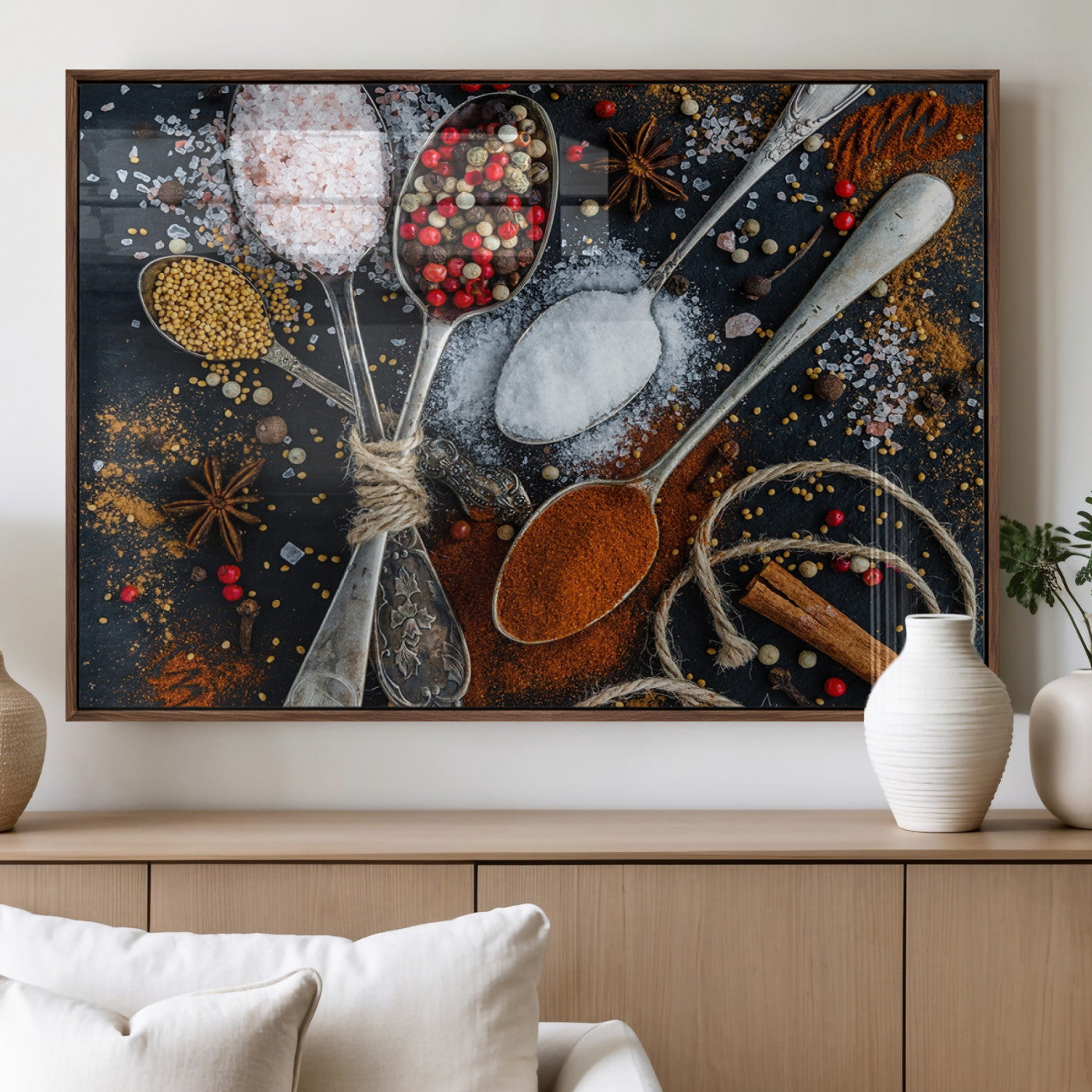 MGV-FP-60X30-3P - Spices and Seasonings Canvas Wall Art – Colorful Triptych Kitchen Decor – Culinary Art for Dining