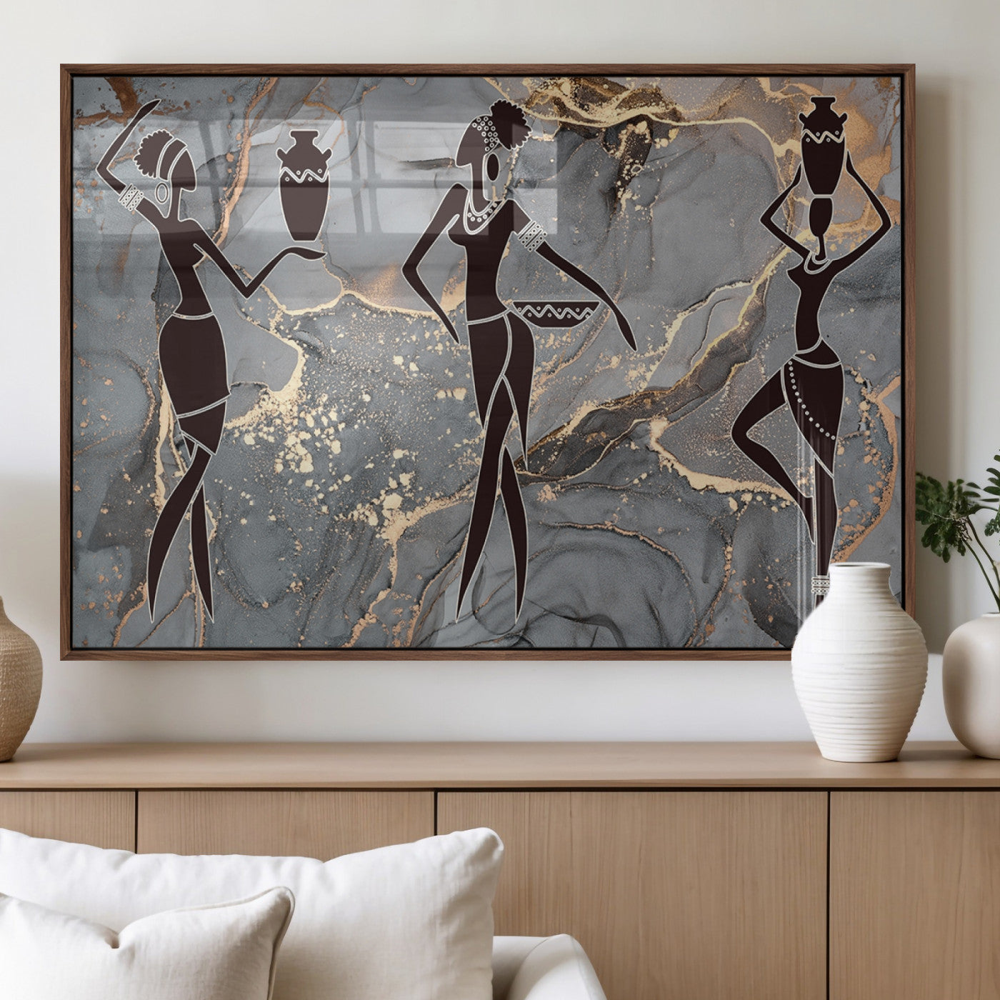MGV-FP-60X30-3P - Abstract African Womens Art Canvas Print