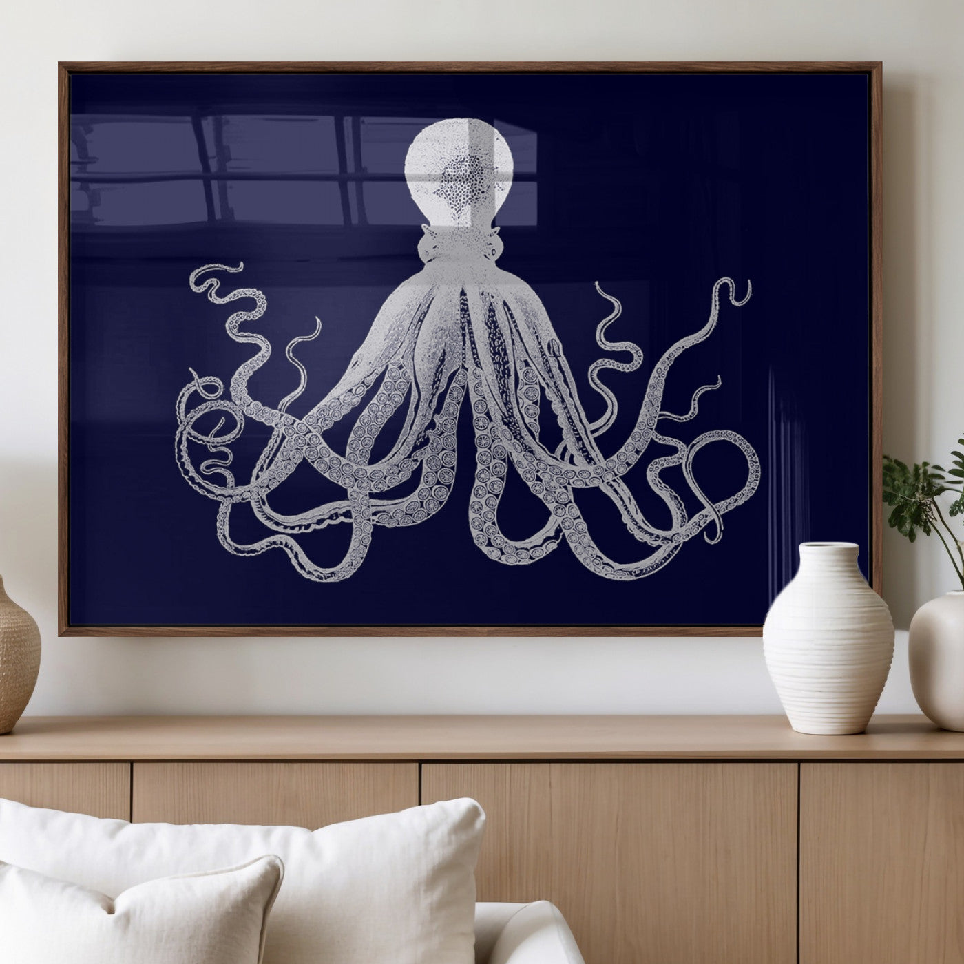 MGV-FP-60X30-3P - Blue Octopus Wall Art Canvas Print