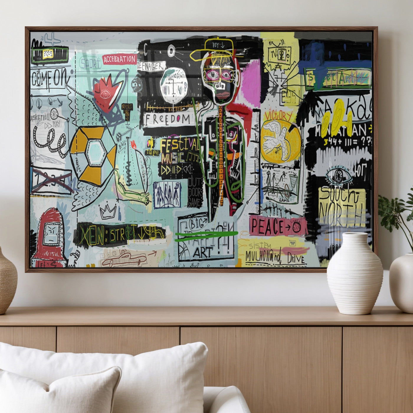 MGV-FP-60X30-3P - Abstract Graffiti Canvas Street Art-Inspired Graffiti Triptych Canvas – Modern Abstract Wall Art for