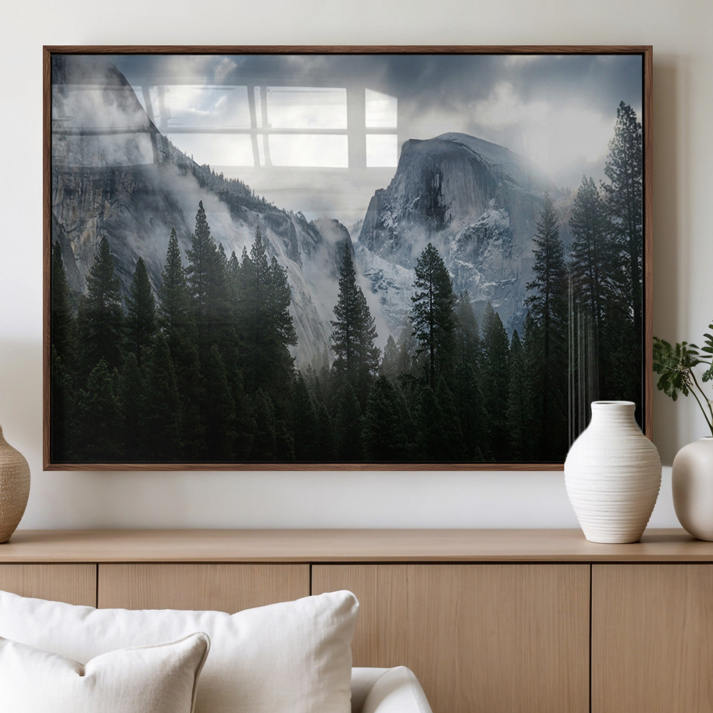 MGV-FP-60X30-3P - Yosemite National Park El Capitan Foggy Mountain Wall Art | Large Canvas Print for Living Room,