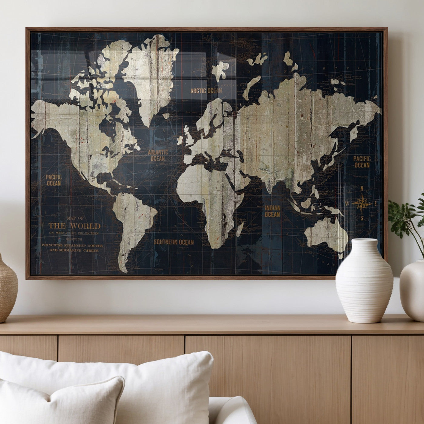 MGV-FP-60X30-3P - Push Pin World Map Canvas Print – Framed Wall Art for Couples to Track Their Travels – Anniversary