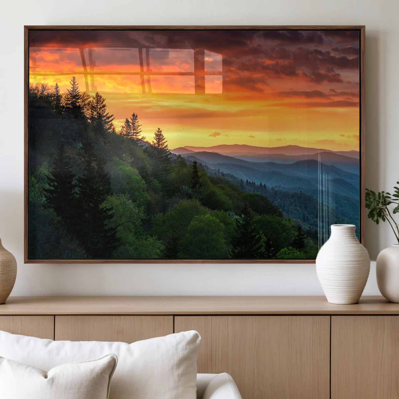 MGV-FP-60X30-3P - Forest Landscape Wall Art Sunset Canvas, Forest Sunset Canvas Print