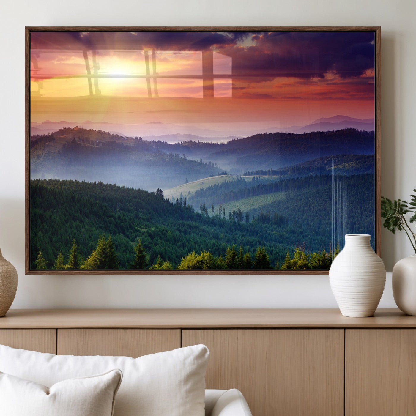 MGV-FP-60X30-3P - Mountain and Sunset Wall Art Canvas Print