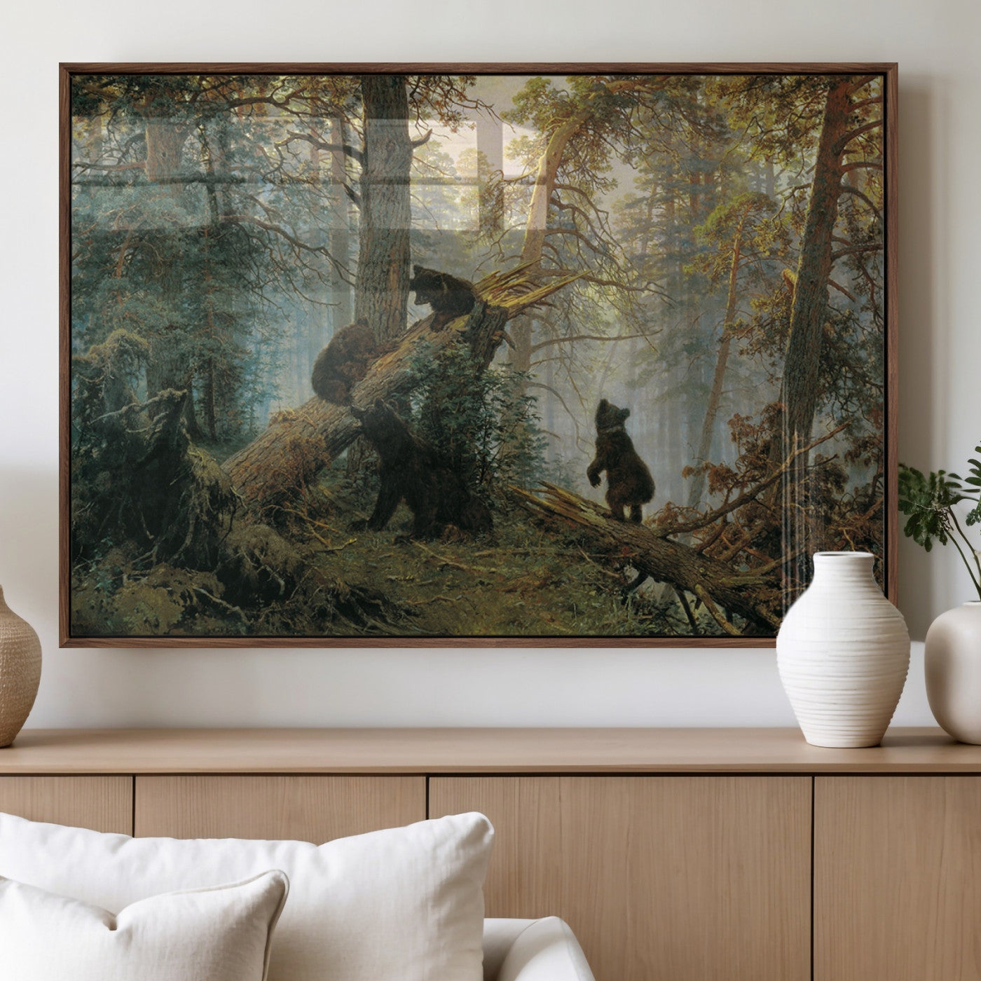 MGV-FP-60X30-3P - Baby Bears in Forest Wall Art Canvas Print