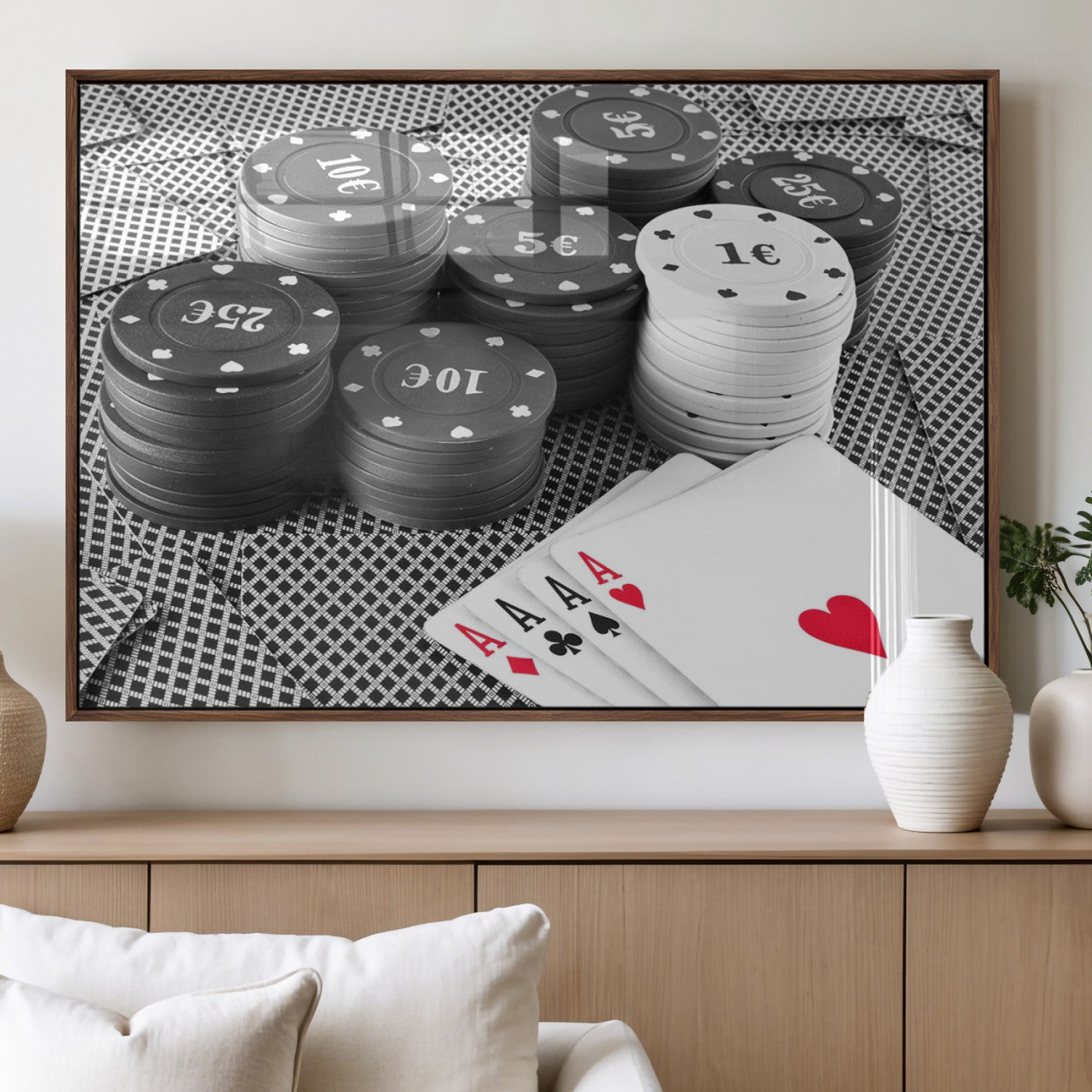 MGV-FP-60X30-3P - Poker Game Cards Wall Art Canvas, Multi Panel Wall Art Canvas Print