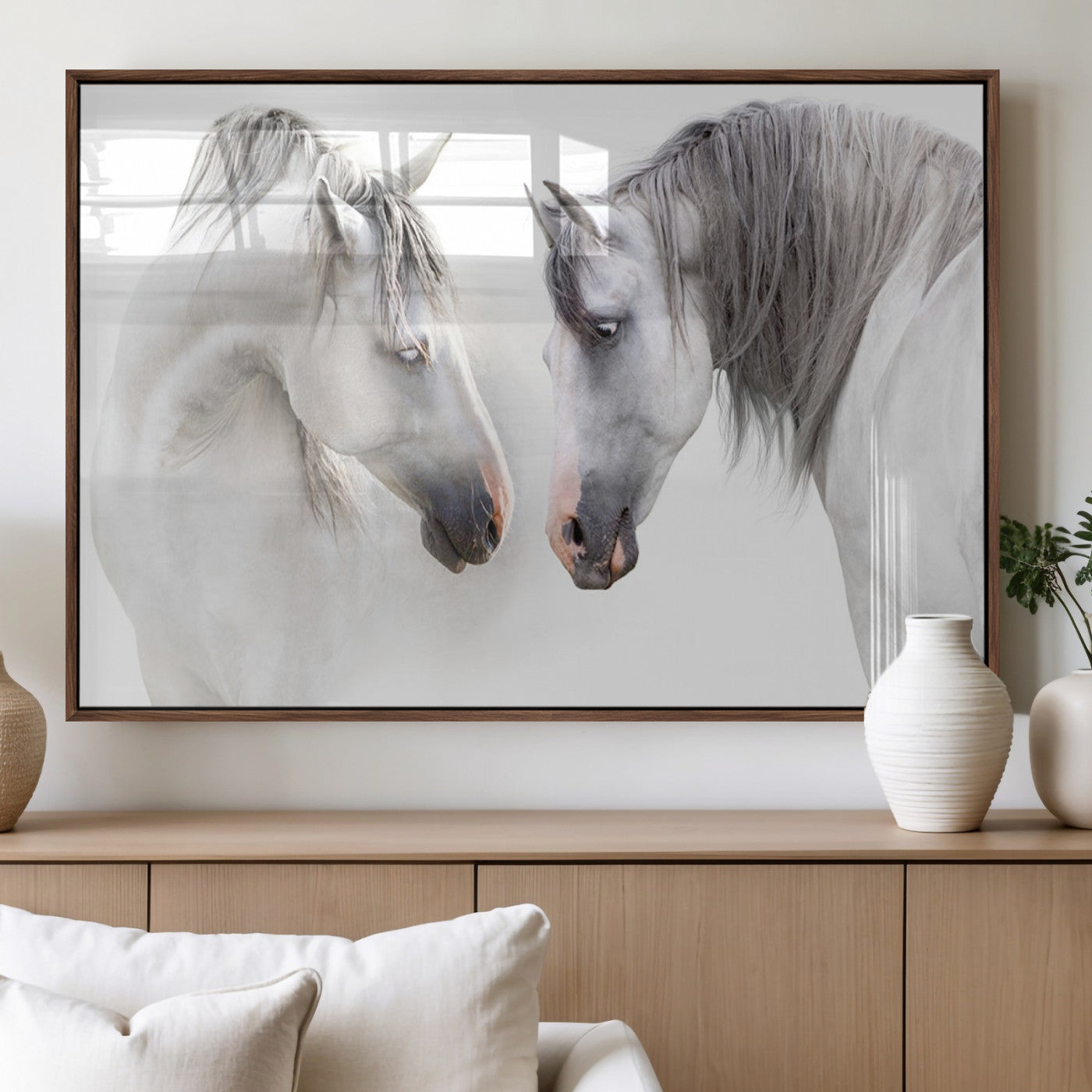 MGV-FP-60X30-3P - White Horse Wall Art Animal Canvas Print