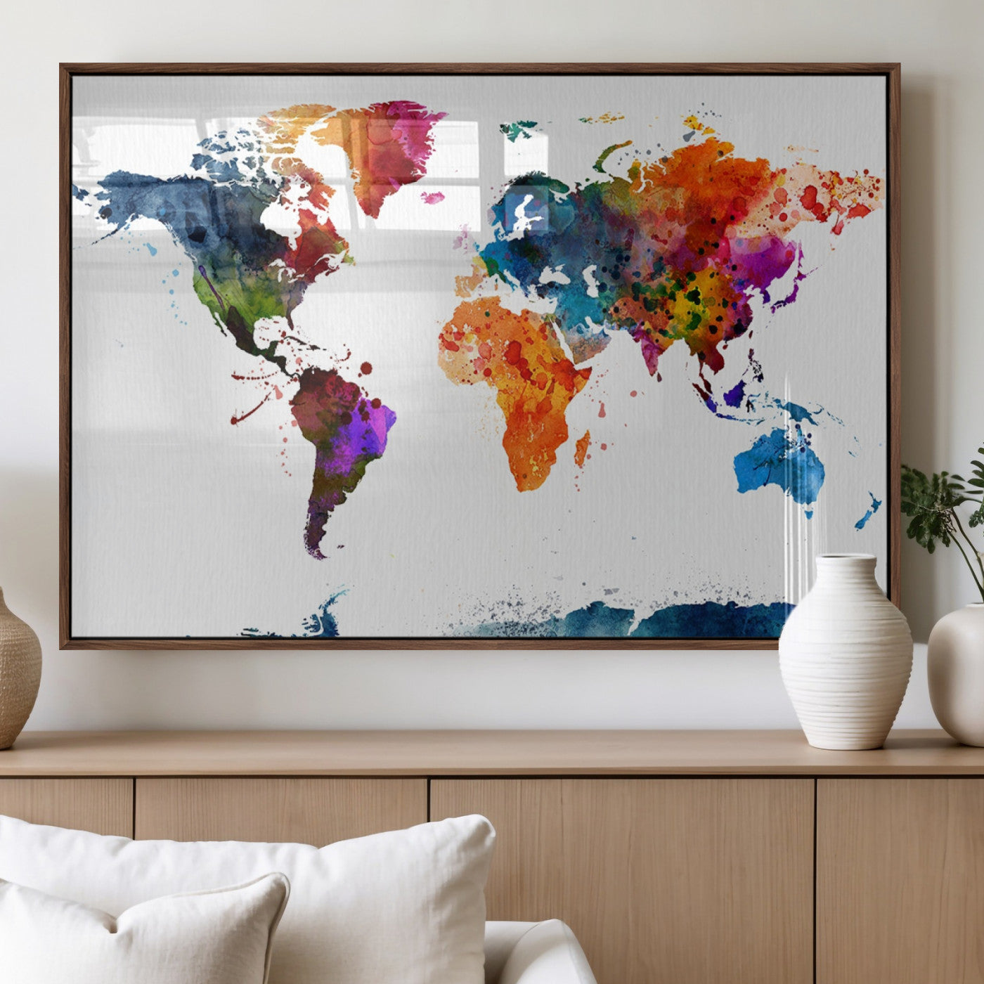 MGV-FP-60X30-3P - Push Pin World Map Canvas Print – Framed Wall Art for Couples to Track Their Travels – Anniversary