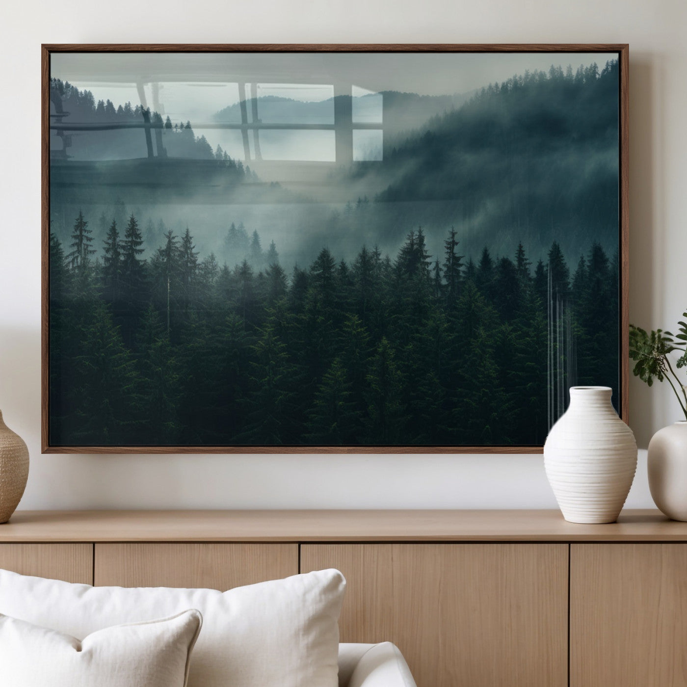 MGV-FP-60X30-3P - Captivating Misty Forest Wall Art Premium Canvas Print,  Foggy and Serene Atmosphere Wall Art Canvas