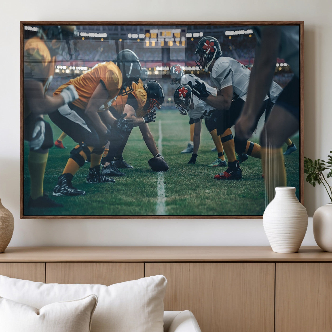 MGV-FP-60X30-3P - American Football Playing Wall Art Canvas Print