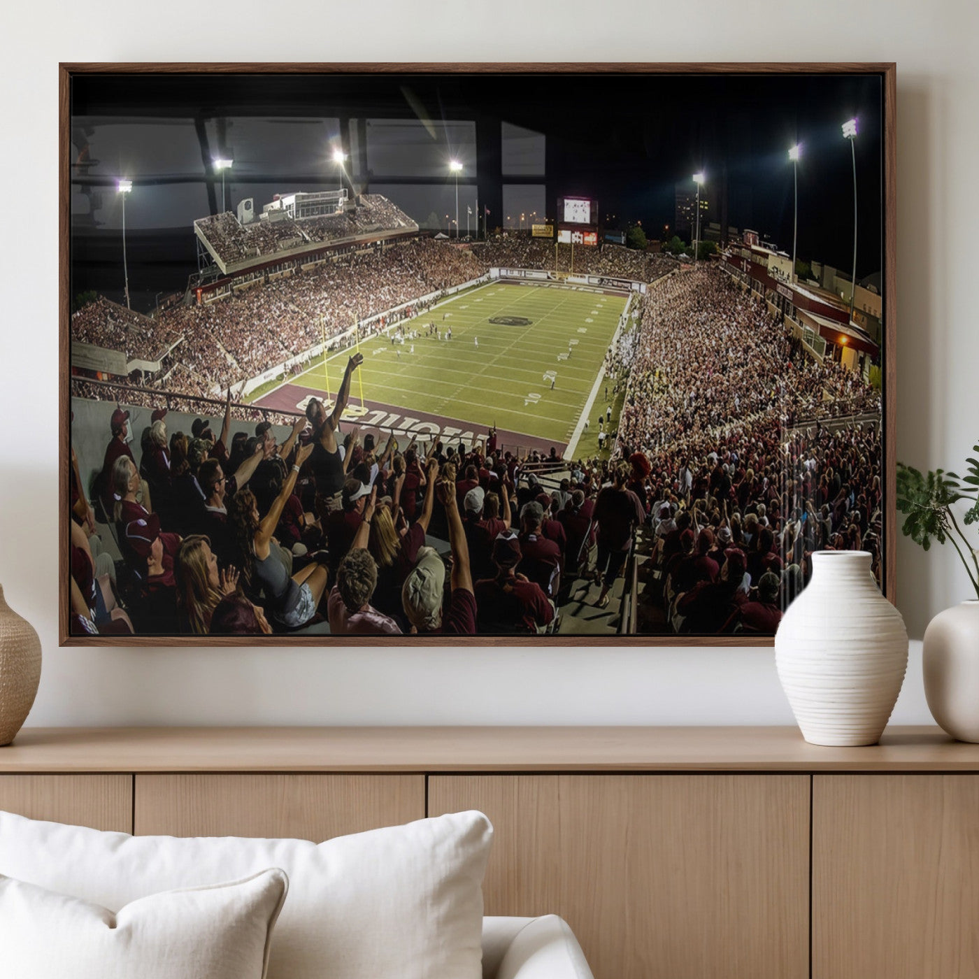 MGV-FP-60X30-3P - Washington-Grizzly Stadium Canvas Wall Art – Exciting Game Night Atmosphere Captured in Panoramic