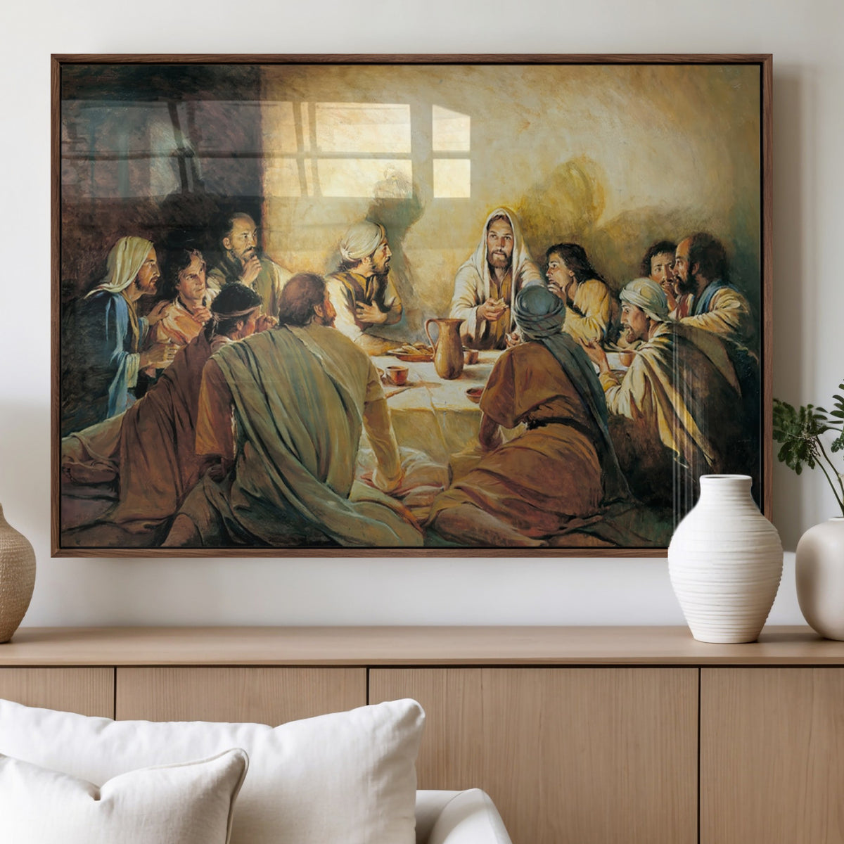 Last Supper Wall Art Canvas Print, Framed Jesus Painting Art Picture ...