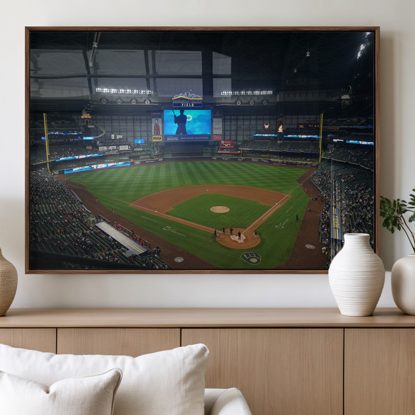 MGV-FP-60X30-3P - Milwaukee Brewers Baseball Art Print - American Family Field Stadium Wall Art Canvas Print