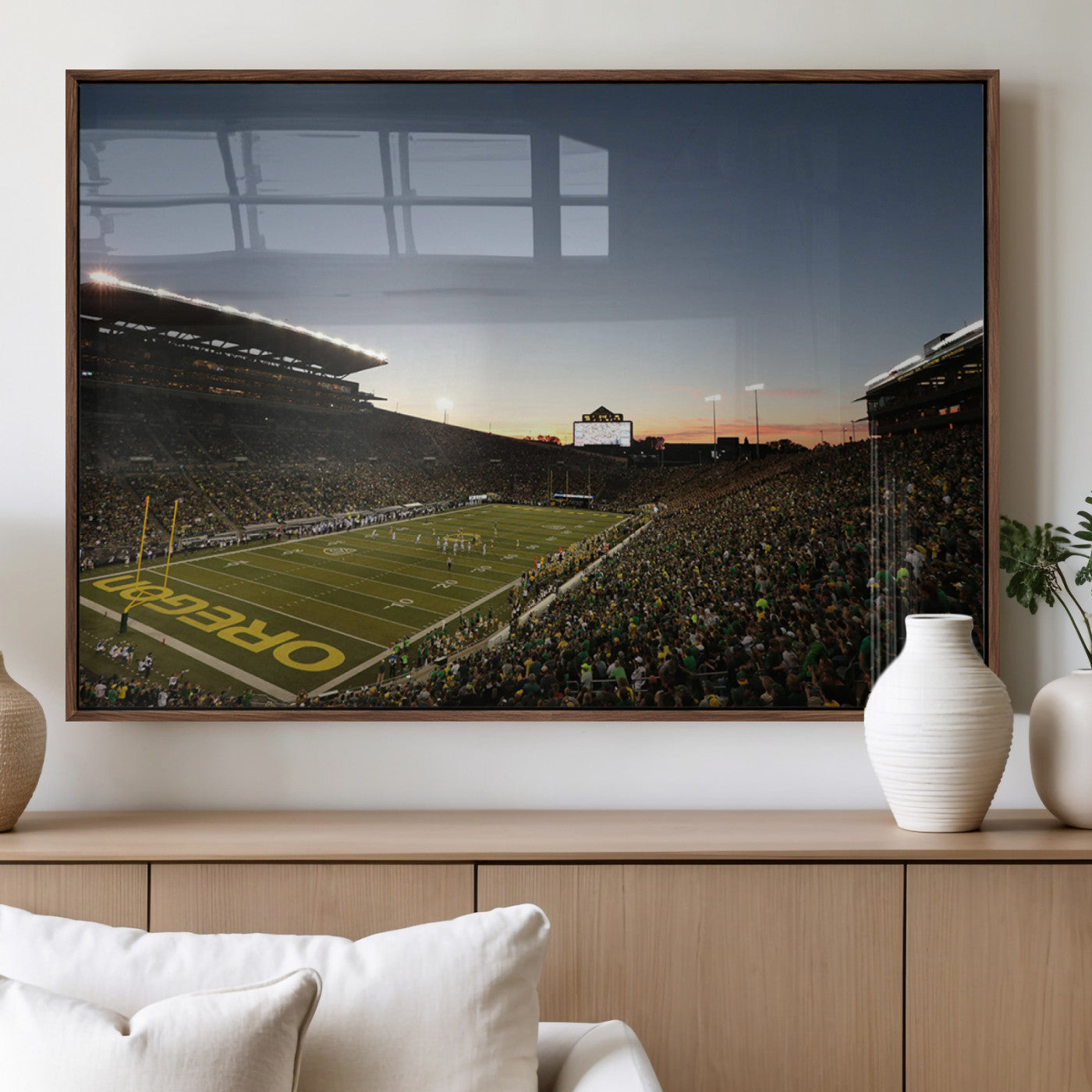 MGV-FP-60X30-3P - Oregon Ducks Football Team Print - Eugene Autzen Stadium Wall Art Canvas Print