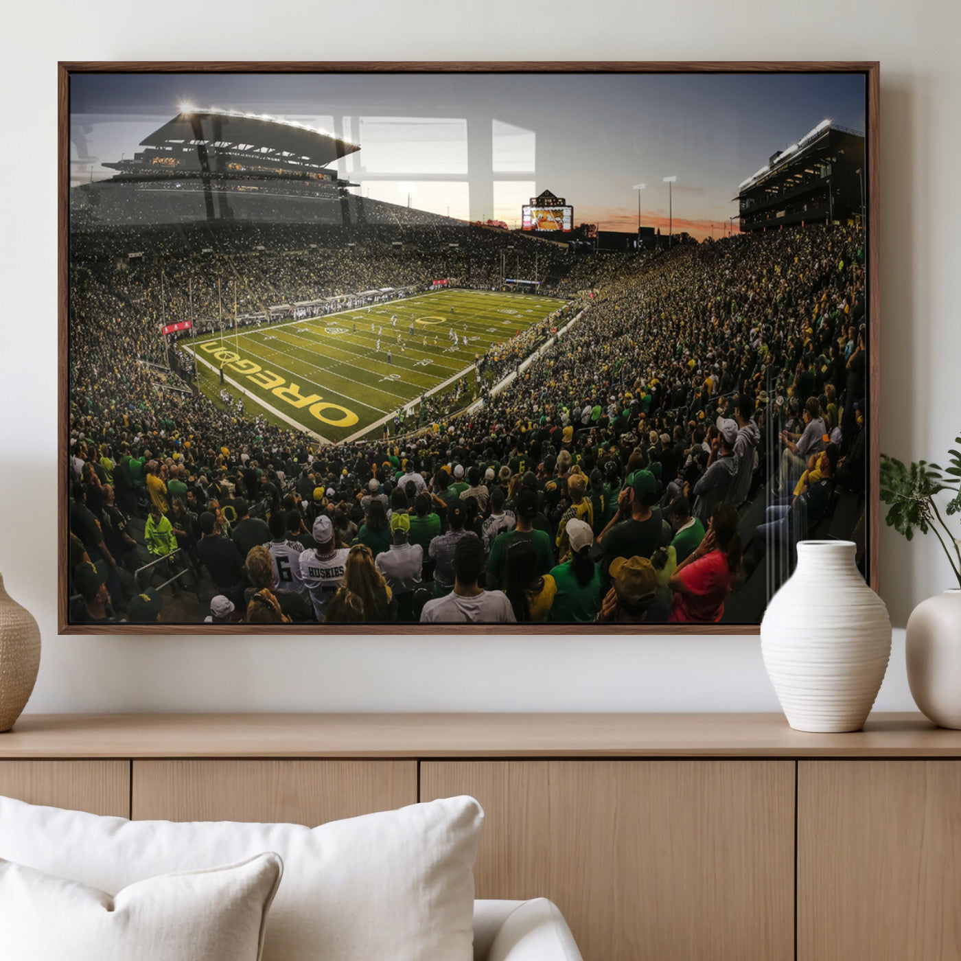 MGV-FP-60X30-3P - Oregon Stadium Canvas Wall Art - Captivating Game Day Scene at Autzen Stadium, Oregon Ducks Football