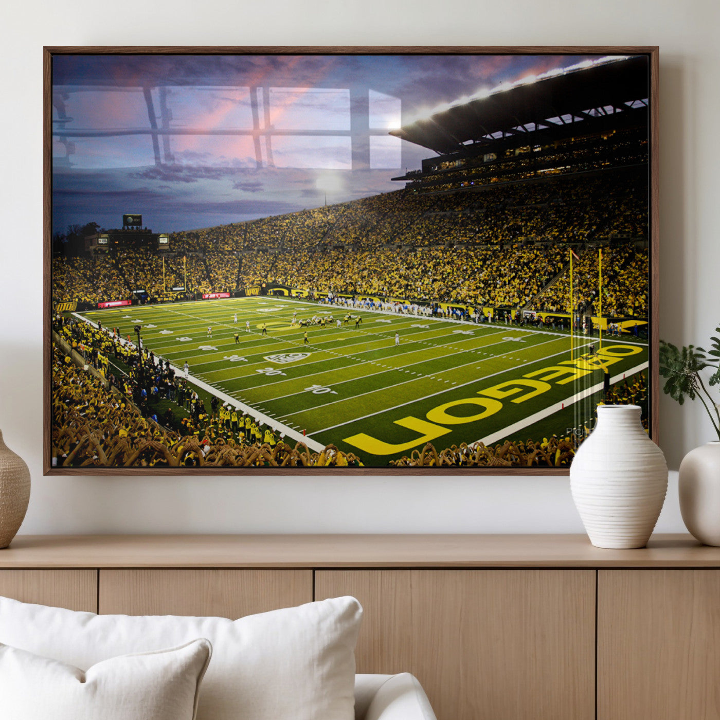 MGV-FP-60X30-3P - University of Oregon Ducks Football Team Print - Eugene Autzen Stadium Wall Art Canvas Print