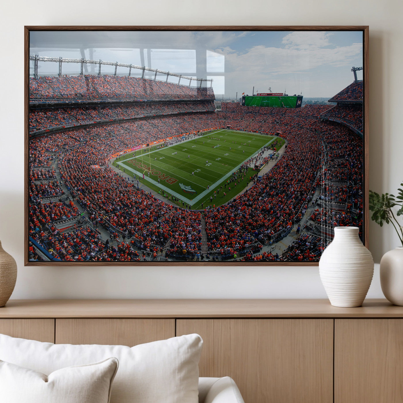 MGV-FP-60X30-3P - Denver Broncos Football Team Print - Empower Field Mile High Stadium Wall Art Canvas Print