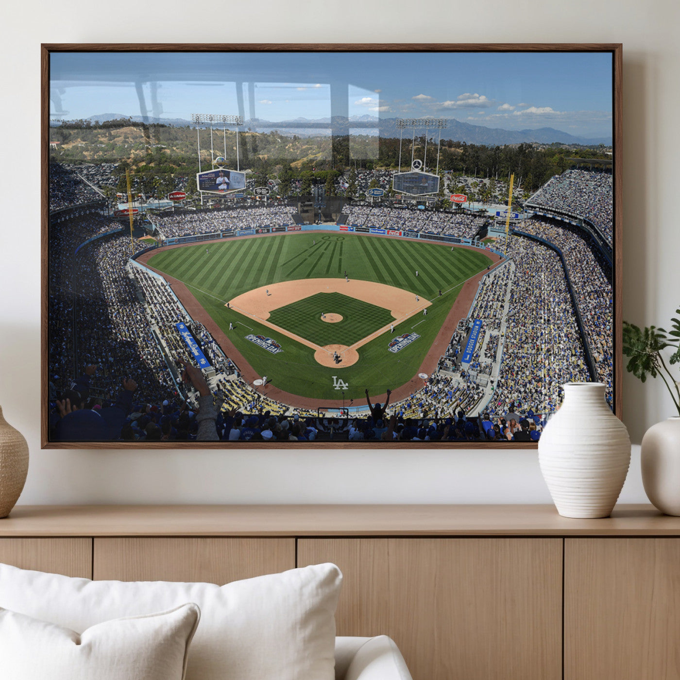 MGV-FP-60X30-3P - Los Angeles Dodgers Dodger Stadium Wall Art Canvas Print - MLB Baseball Stadium Wall Art Canvas
