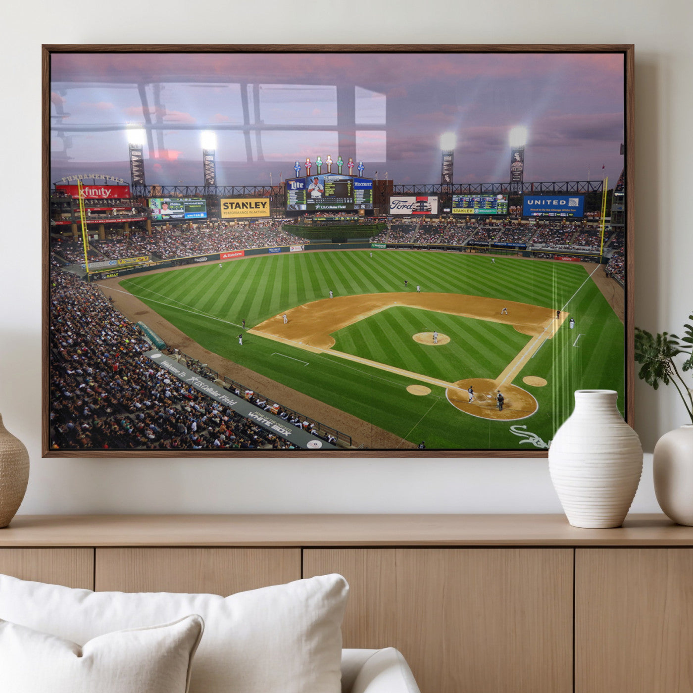 MGV-FP-60X30-3P - Chicago White Sox Baseball Team Print Canvas- Guaranteed Rate Field Stadium Wall Art Canvas Print