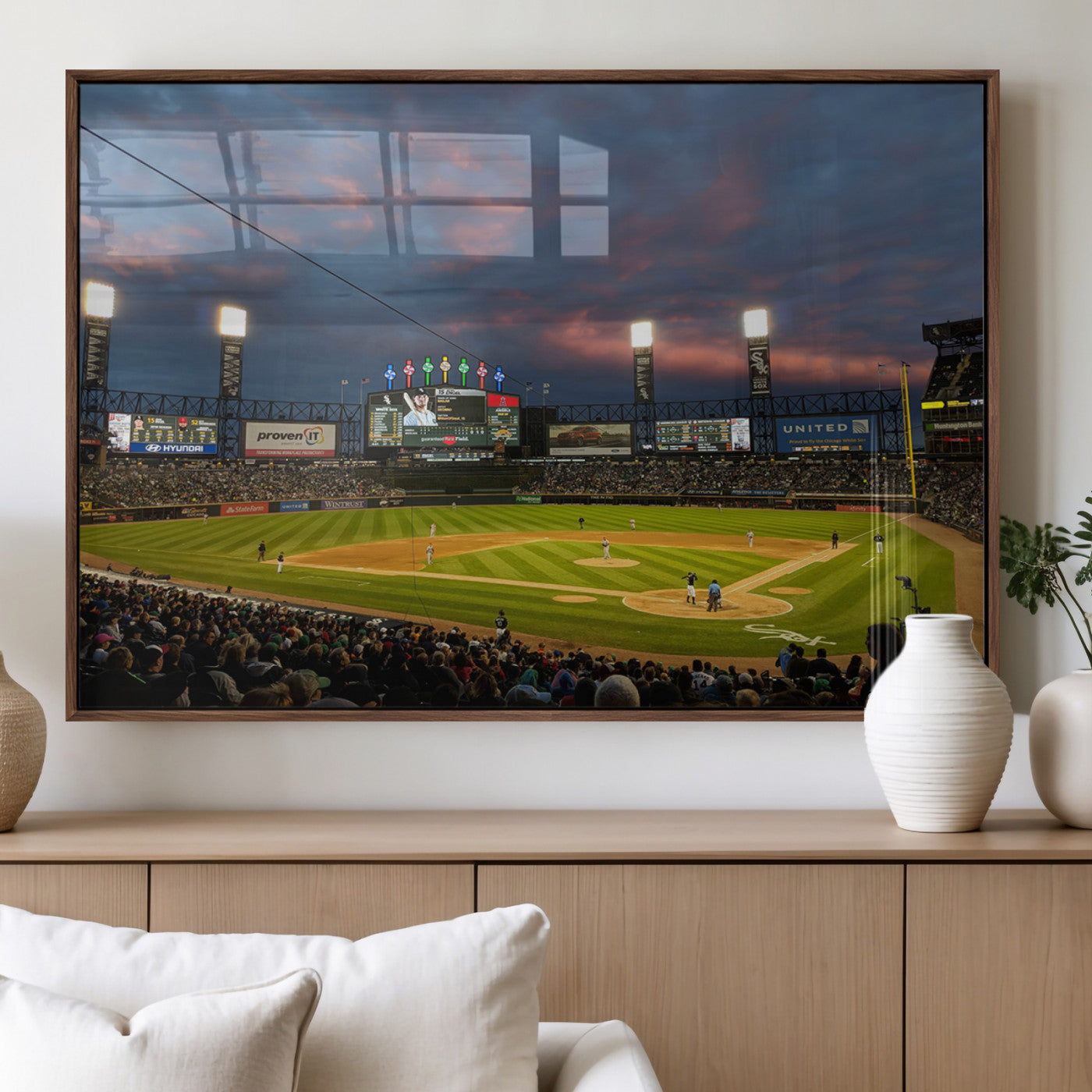 MGV-FP-60X30-3P - Chicago White Sox Baseball Team Print Canvas- Guaranteed Rate Field Stadium Wall Art Canvas Print