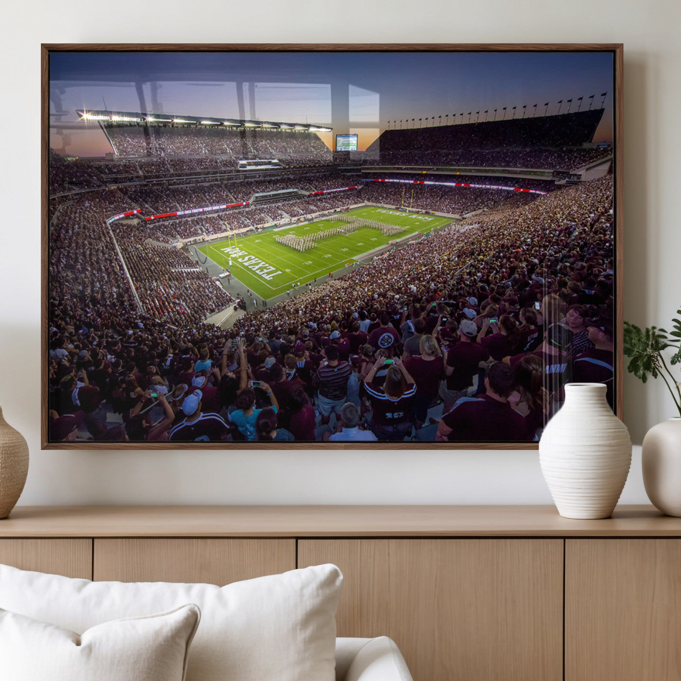 MGV-FP-60X30-3P - Texas A&M University Aggies Football Team Print - College Station Kyle Field Stadium Wall Art Canvas