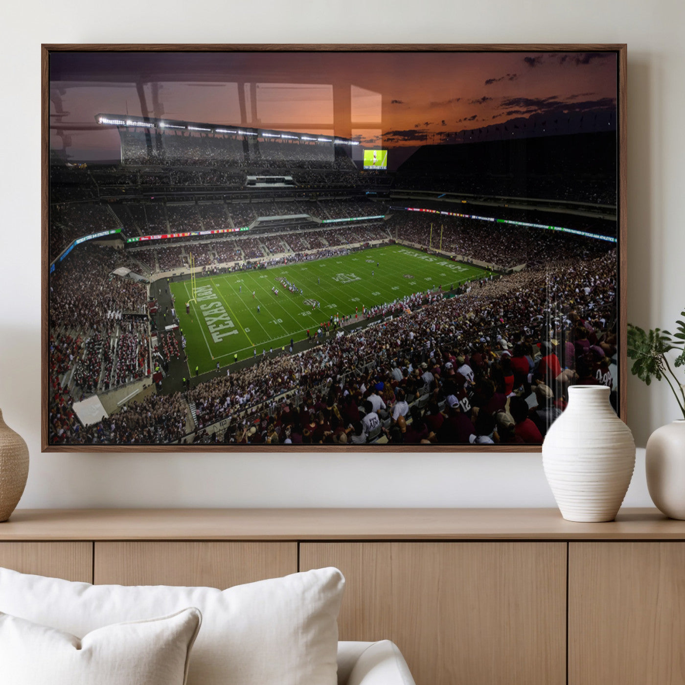 MGV-FP-60X30-3P - Texas A&M Aggies Football Team Print - College Station Kyle Field Stadium Wall Art Canvas Print