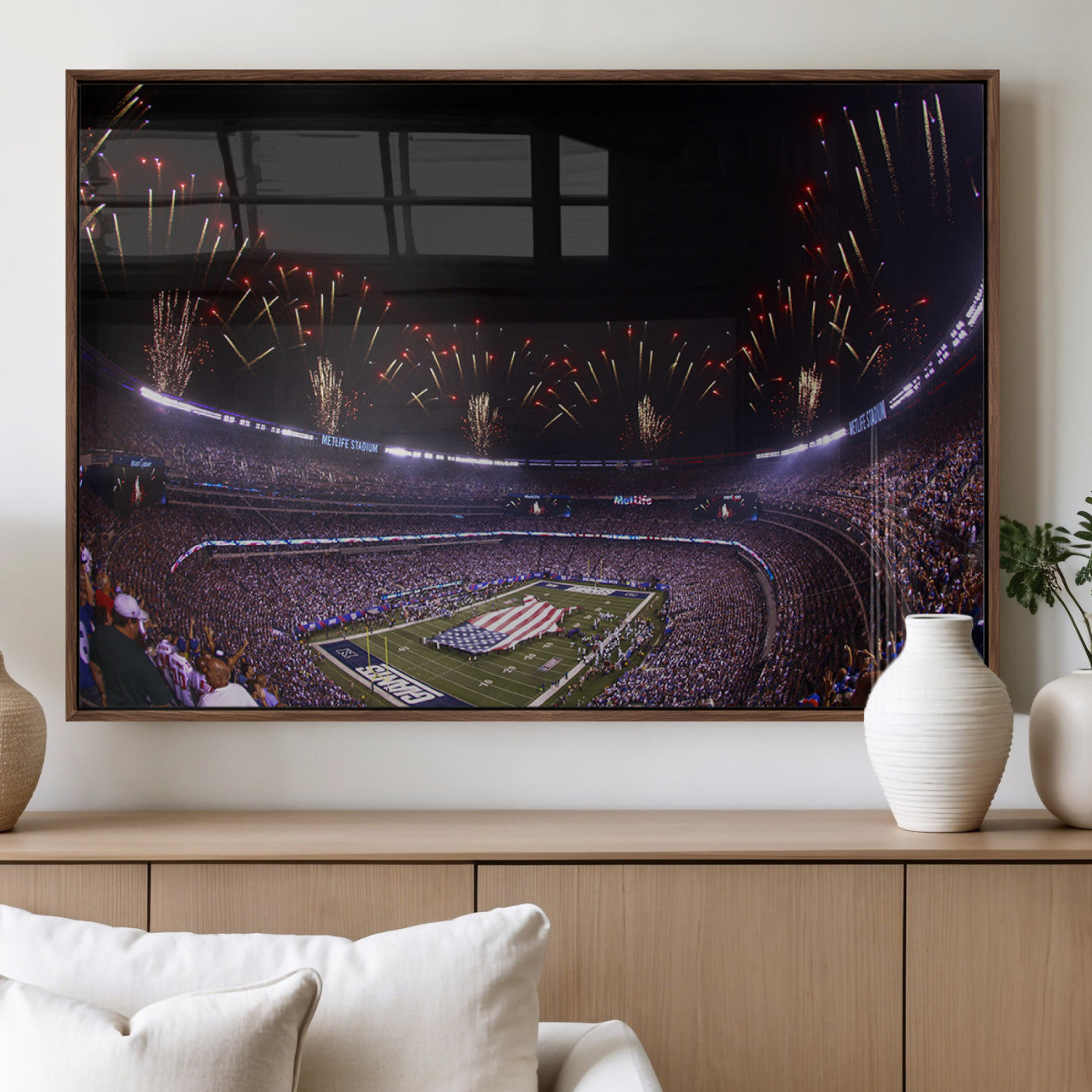 MGV-FP-60X30-3P - New York Giants Football Team Print - East Rutherford MetLife Stadium Wall Art Canvas Print