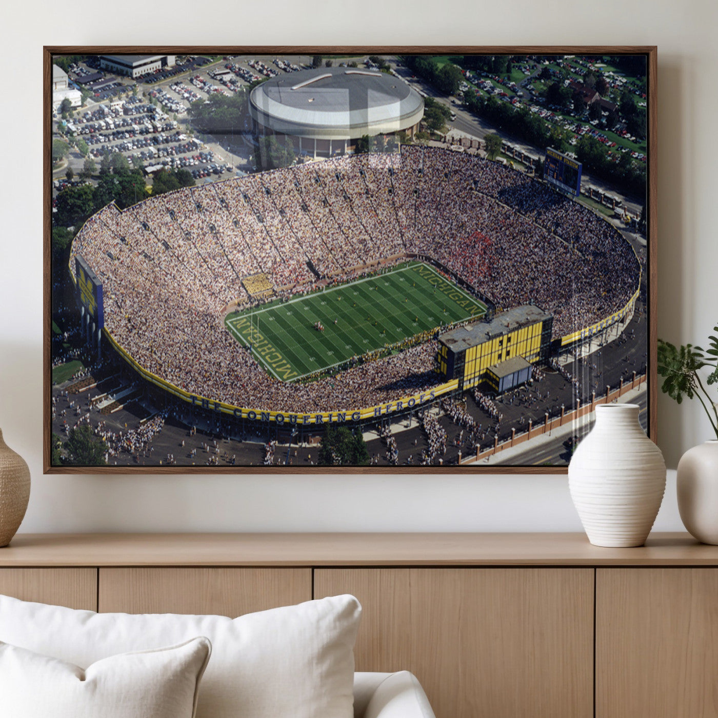 MGV-FP-60X30-3P - Michigan Wolverines Football Team Print - Ann Arbor Michigan Stadium Print, Michigan Wolverines