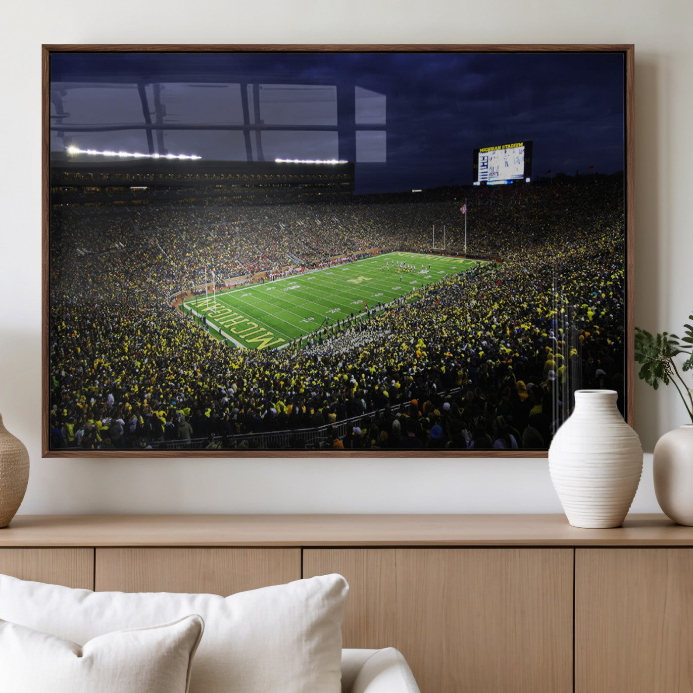 MGV-FP-60X30-3P - Michigan Wolverines Football Canvas Wall Decor, Football Team Print - Ann Arbor Michigan Stadium