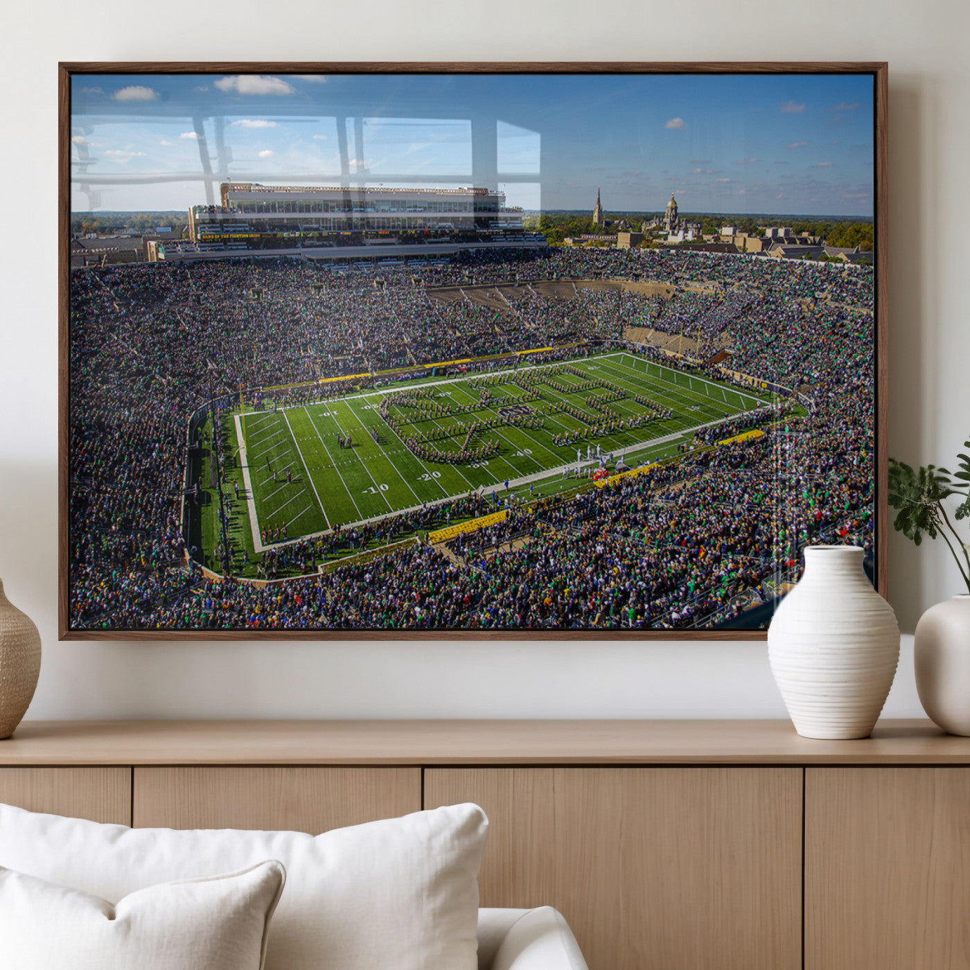 MGV-FP-60X30-3P - Notre Dame Fighting Irish Football Team Print - Notre Dame Stadium Wall Art Canvas Print